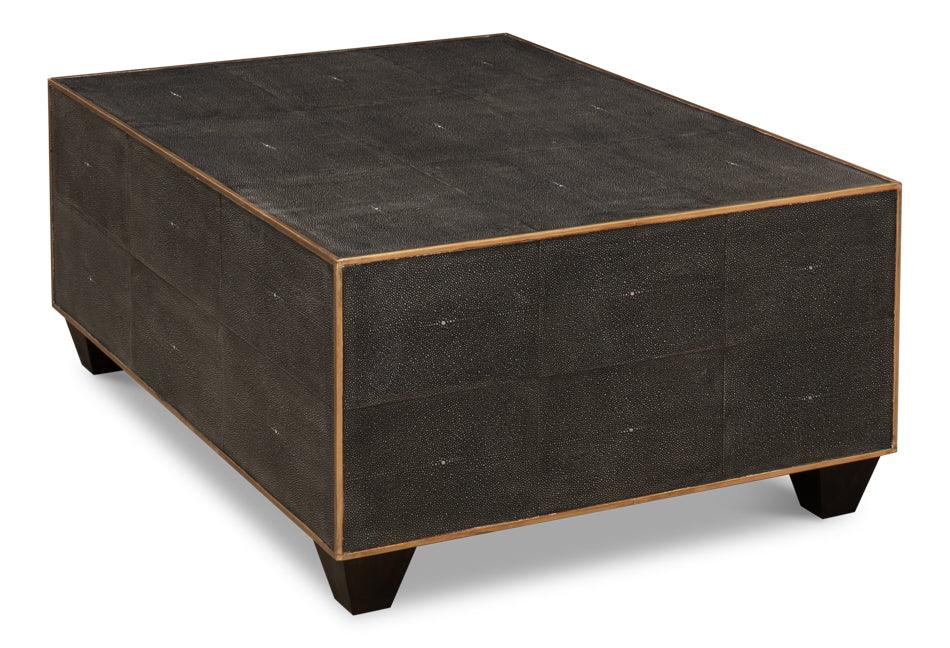 Grey Leather Shagreen Cocktail Table - Image 3