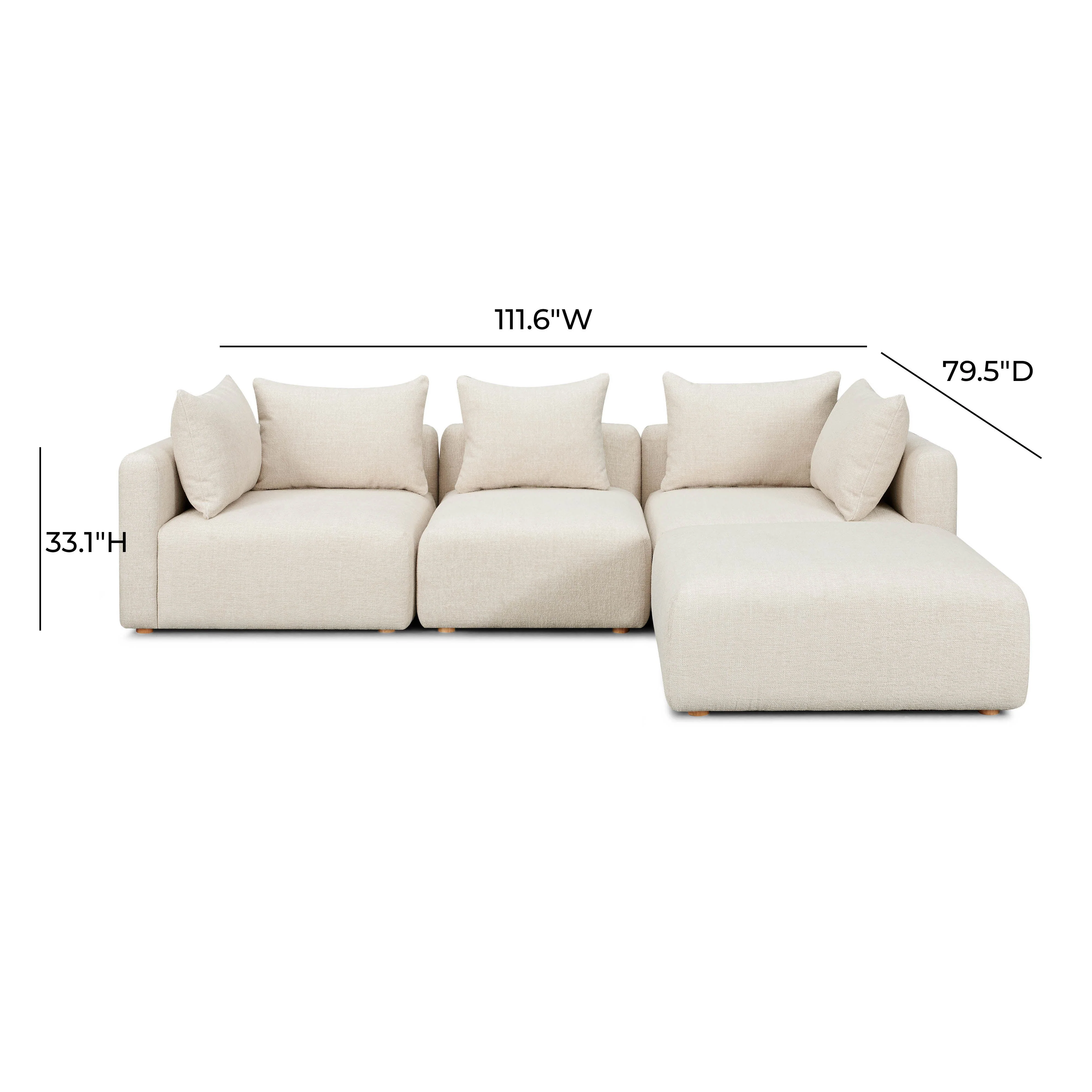 Hangover 4-Piece Contract-Grade Textured Fabric Modular Sectional - Image 4