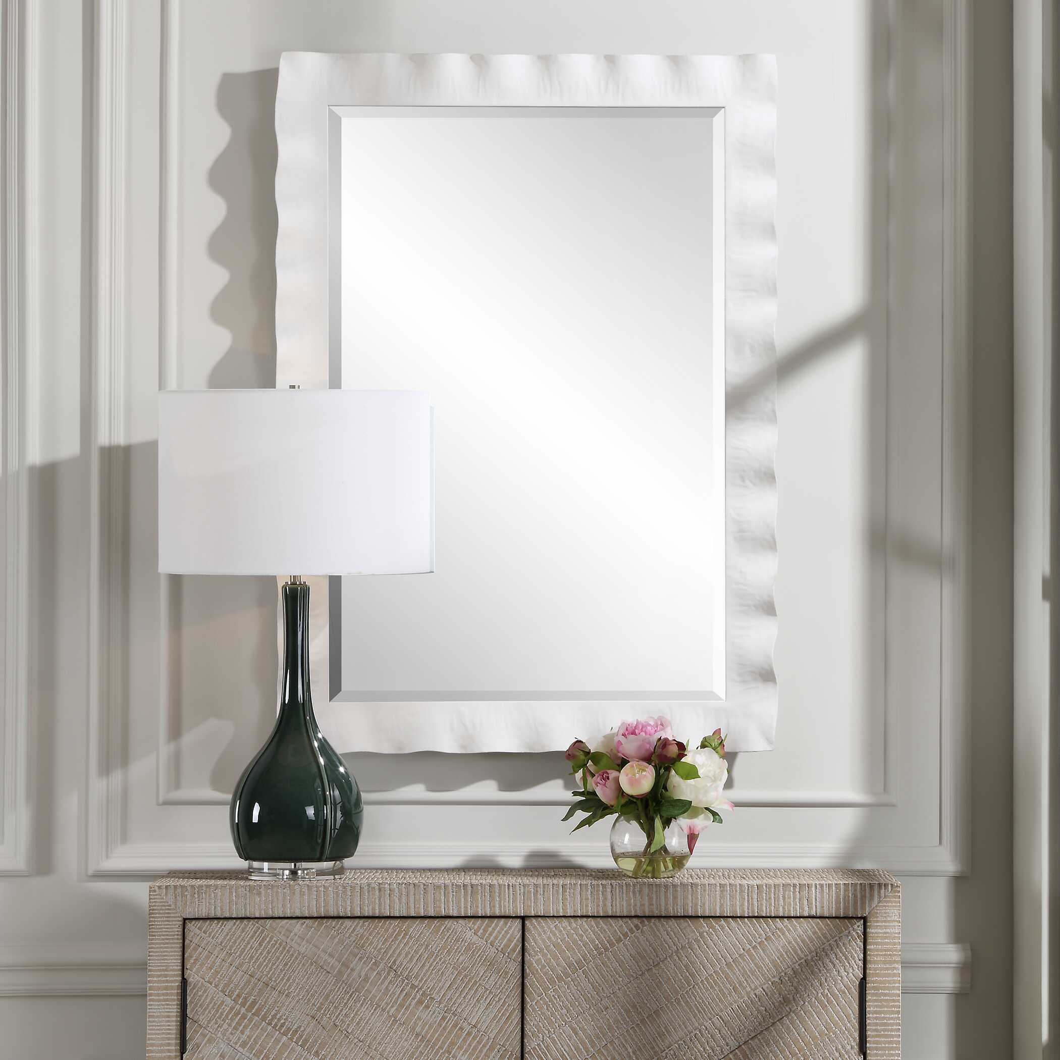 Haya White Scalloped Mirror - Image 2