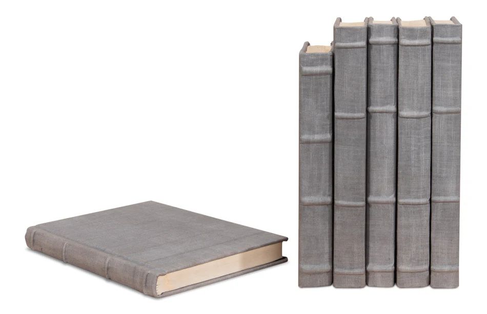 Heather Gray Linen Books, Set/12 - Image 6