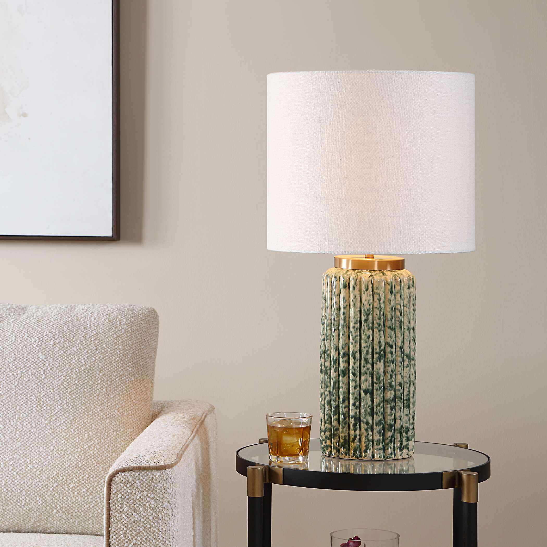 Hensley Ivory & Green Table Lamp - Image 2