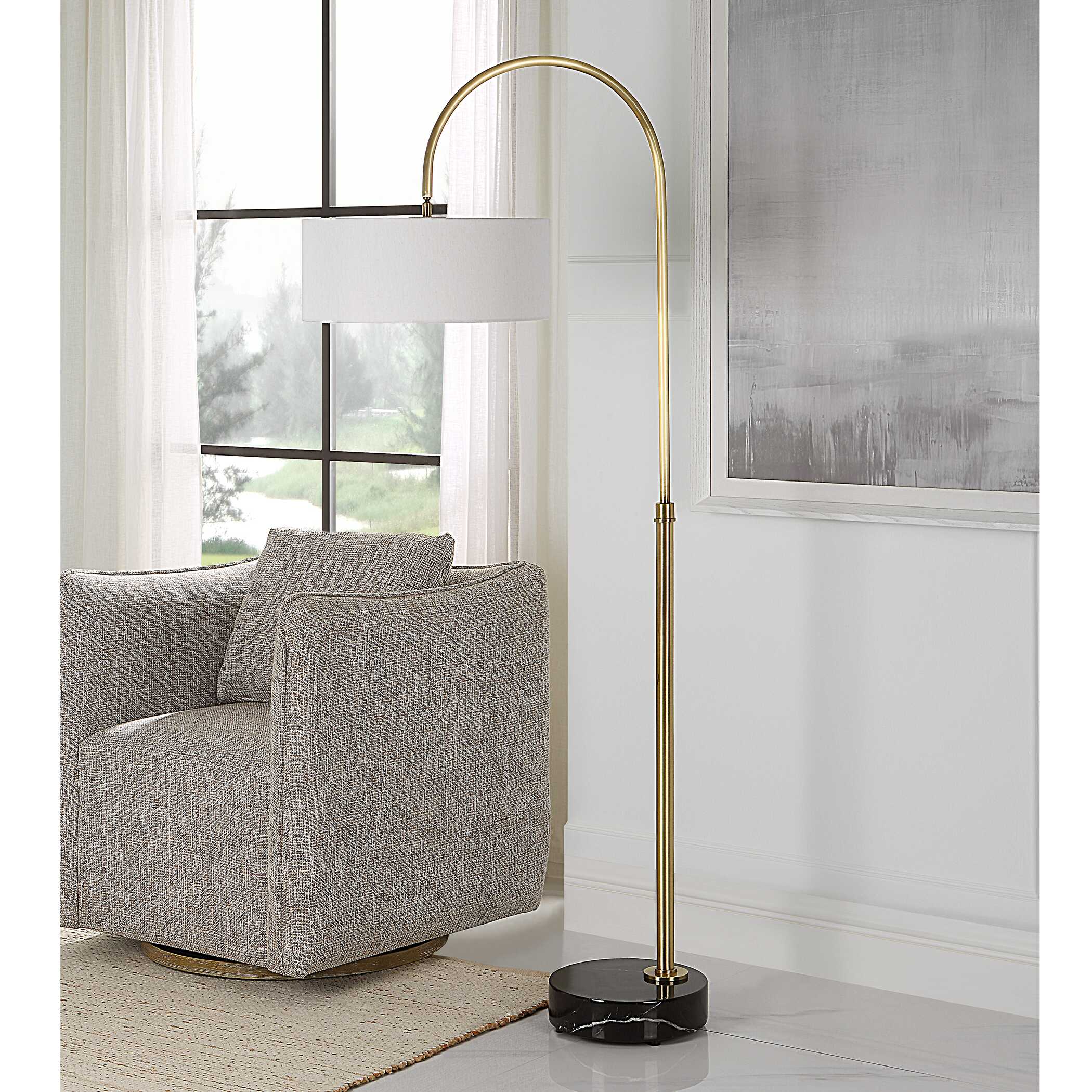Huxford Brass Arch Floor Lamp - Image 3