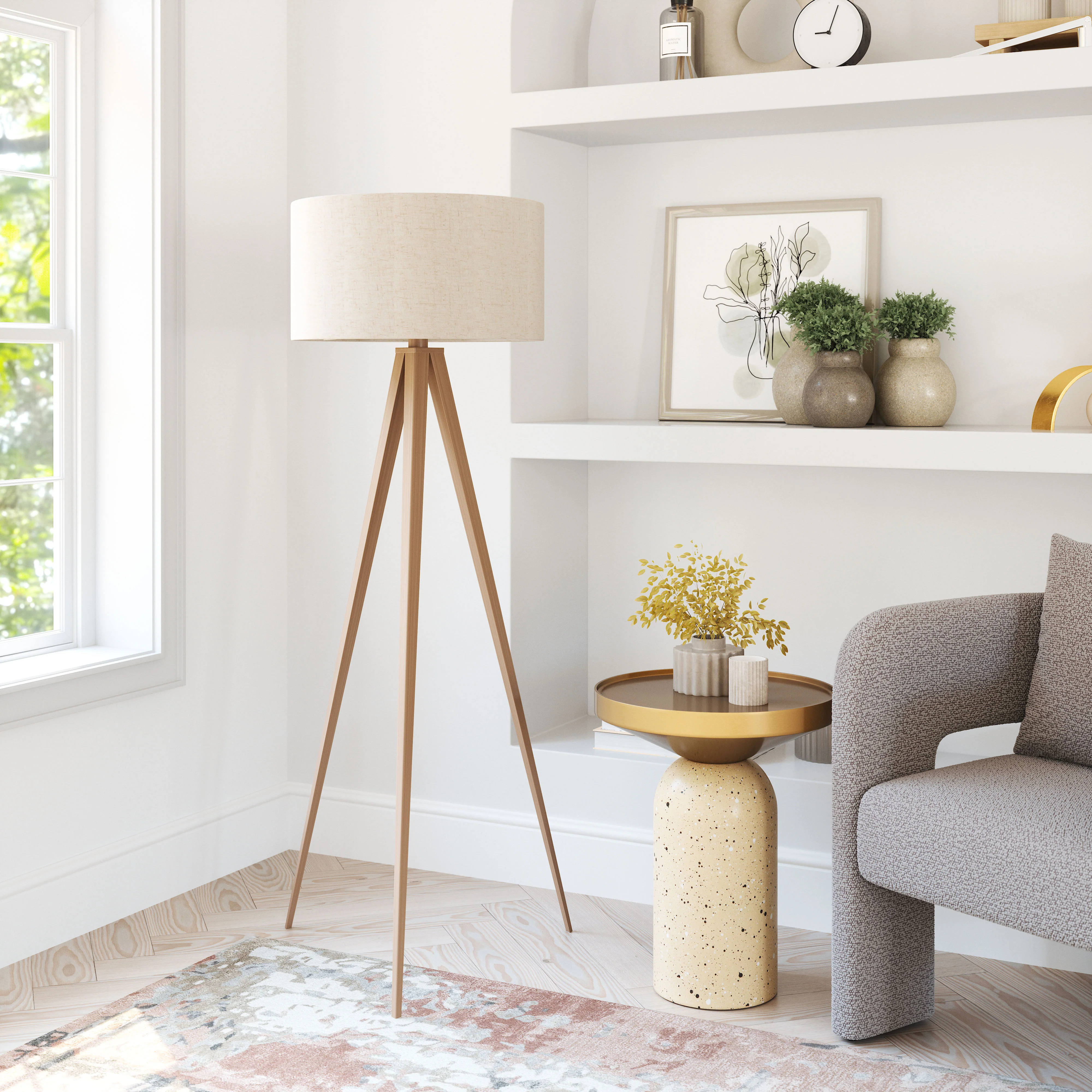 Imperial Floor Lamp Beige & Natural - Image 8