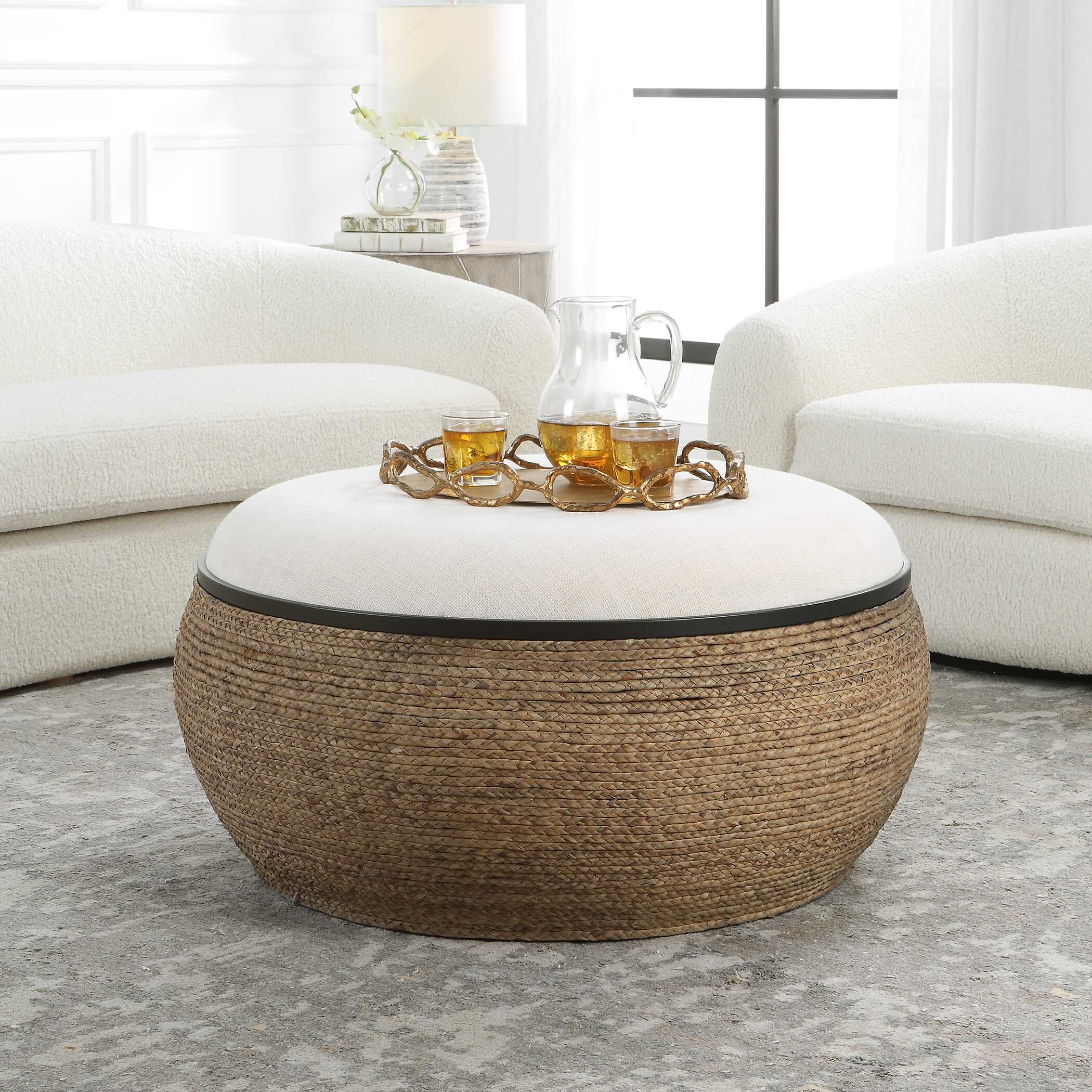 Island Straw Storage Ottoman / Coffee Table - Image 2