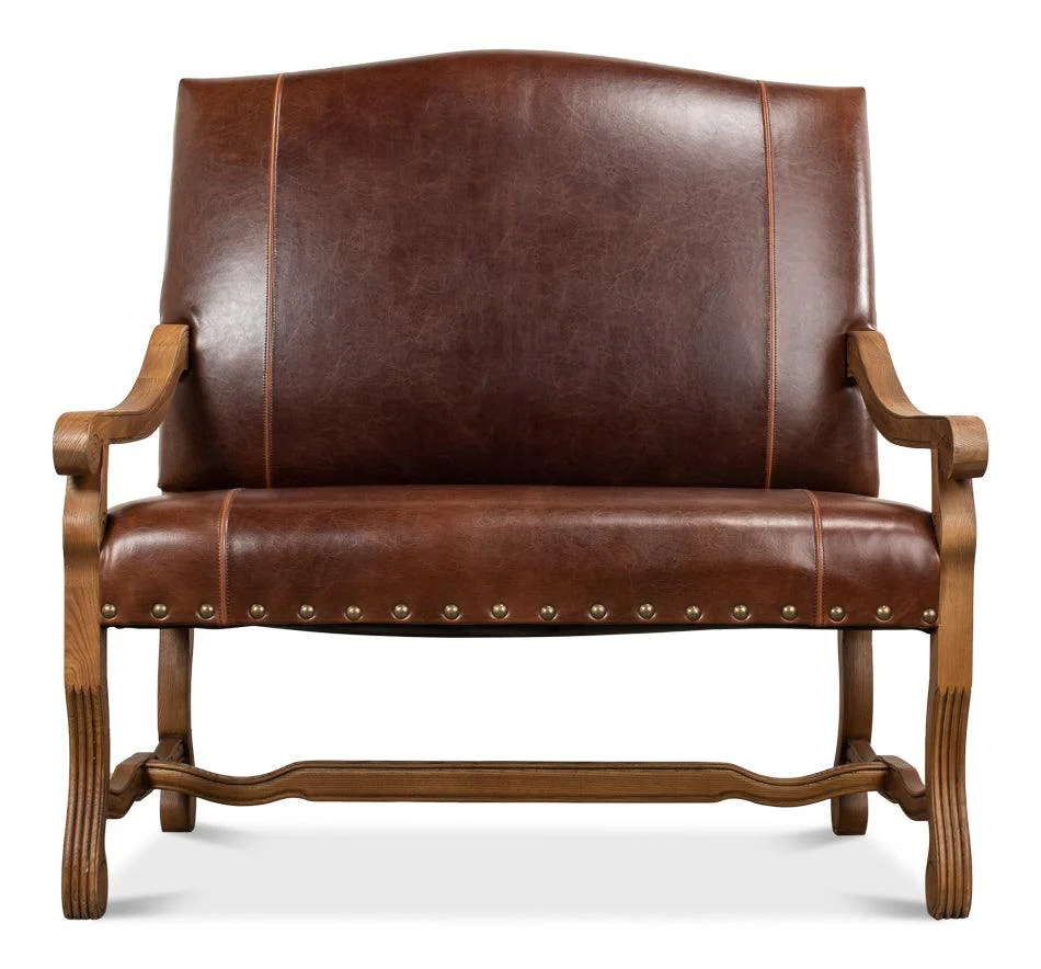 Italian Leather Settee - Image 5