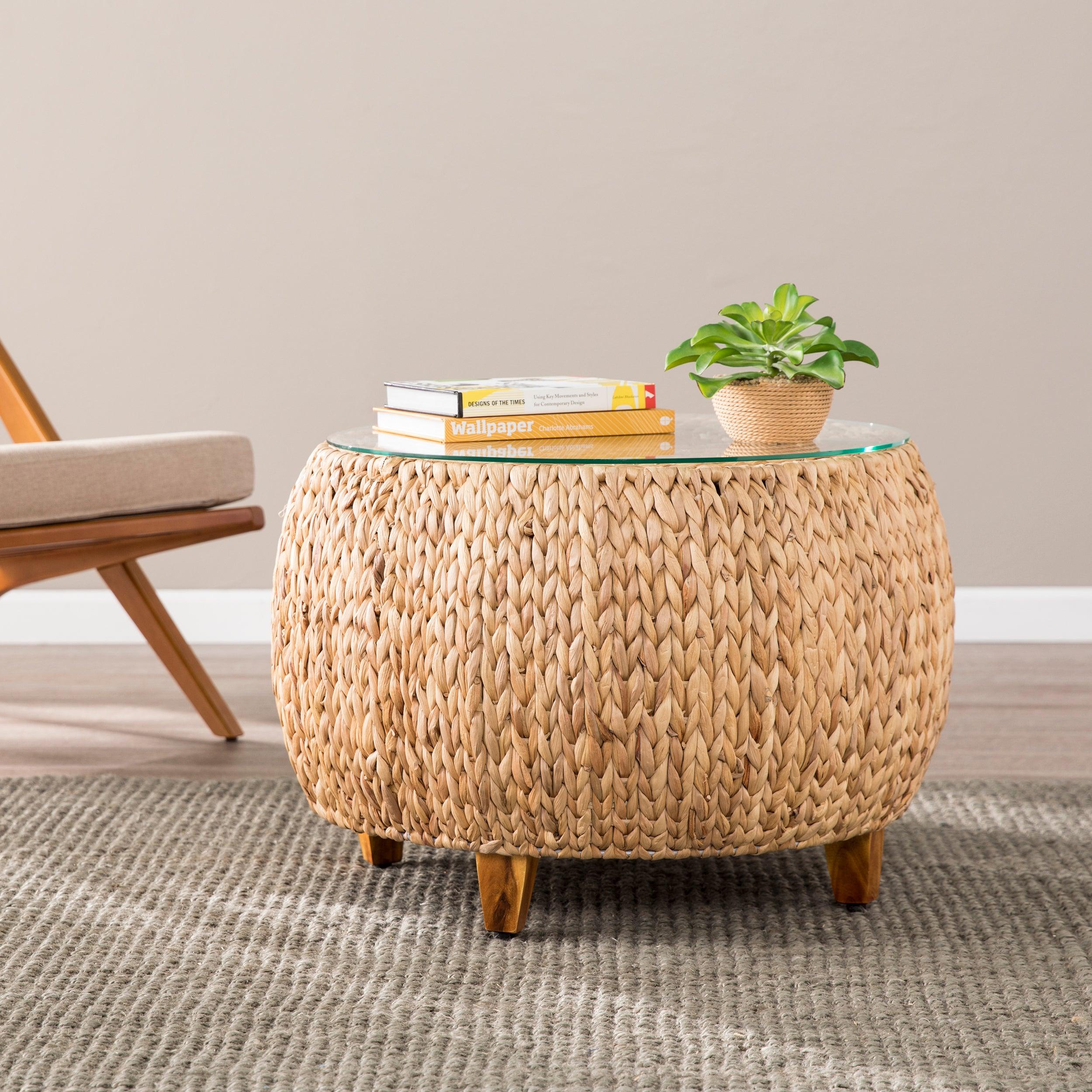 Jokobe Round Water Hyacinth Cocktail Table - Image 2