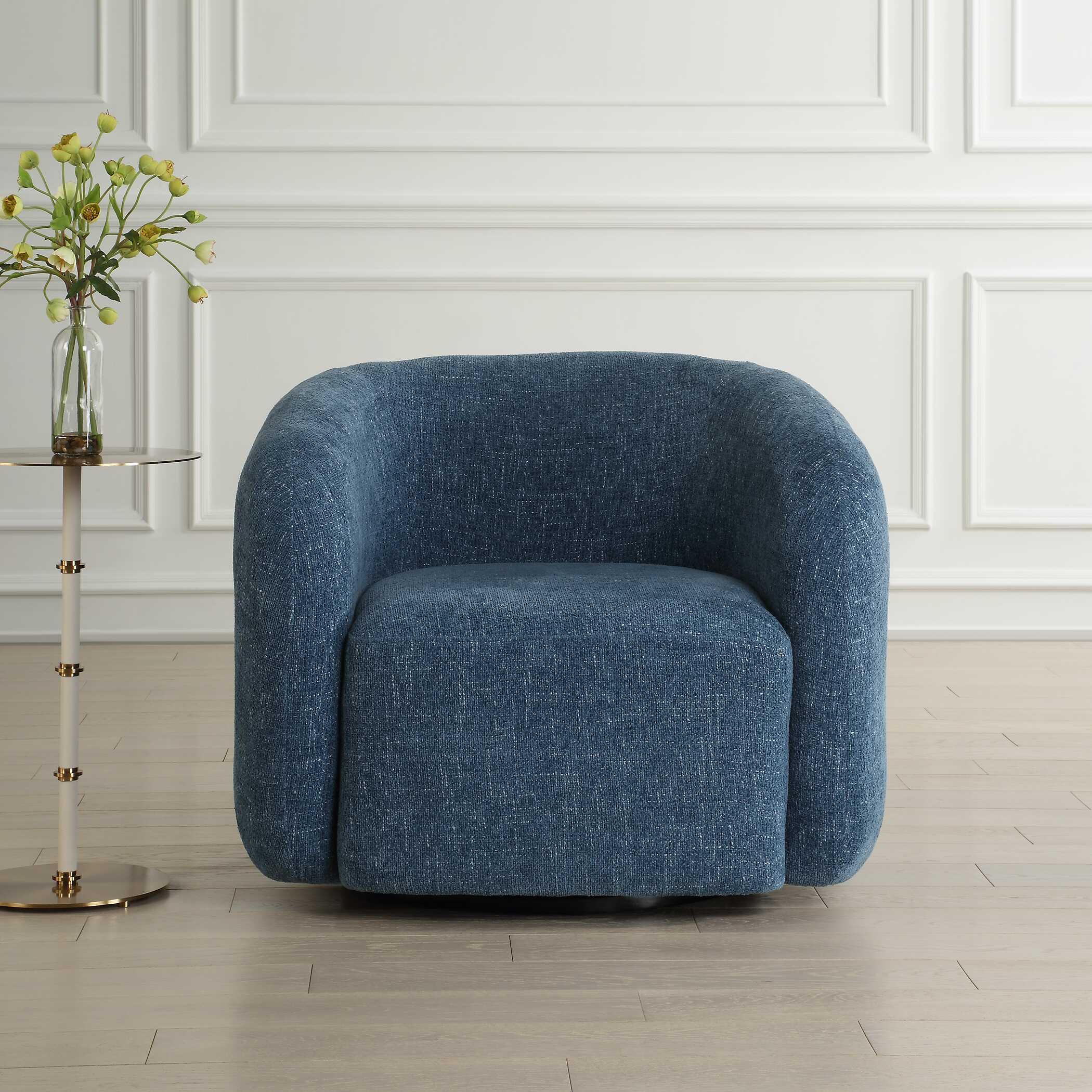 Junie Blue Swivel Barrel Chair - Image 3