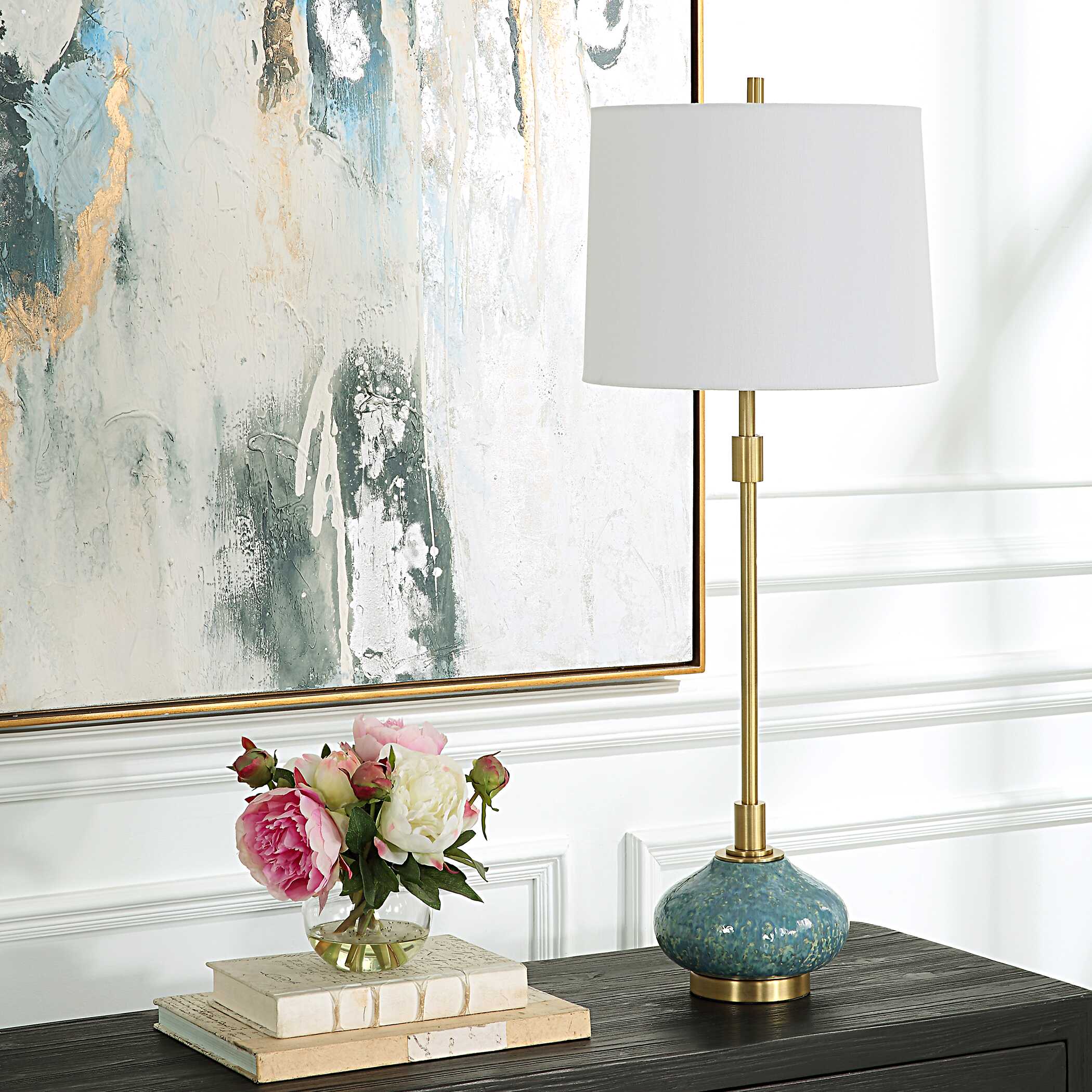 Kaimana Aged Blue Buffet Lamp - Image 3