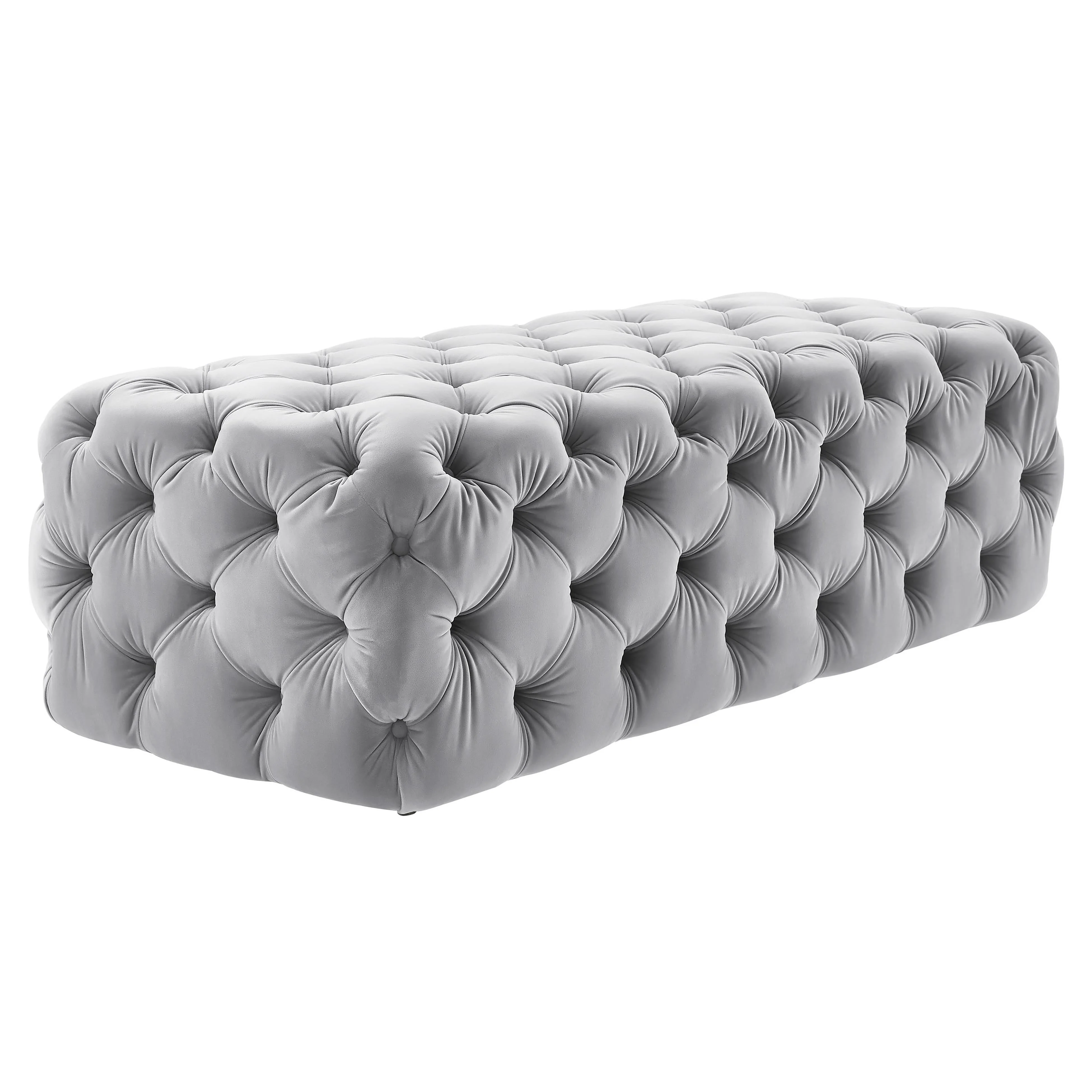 Kaylee Grey Velvet Ottoman - Image 3