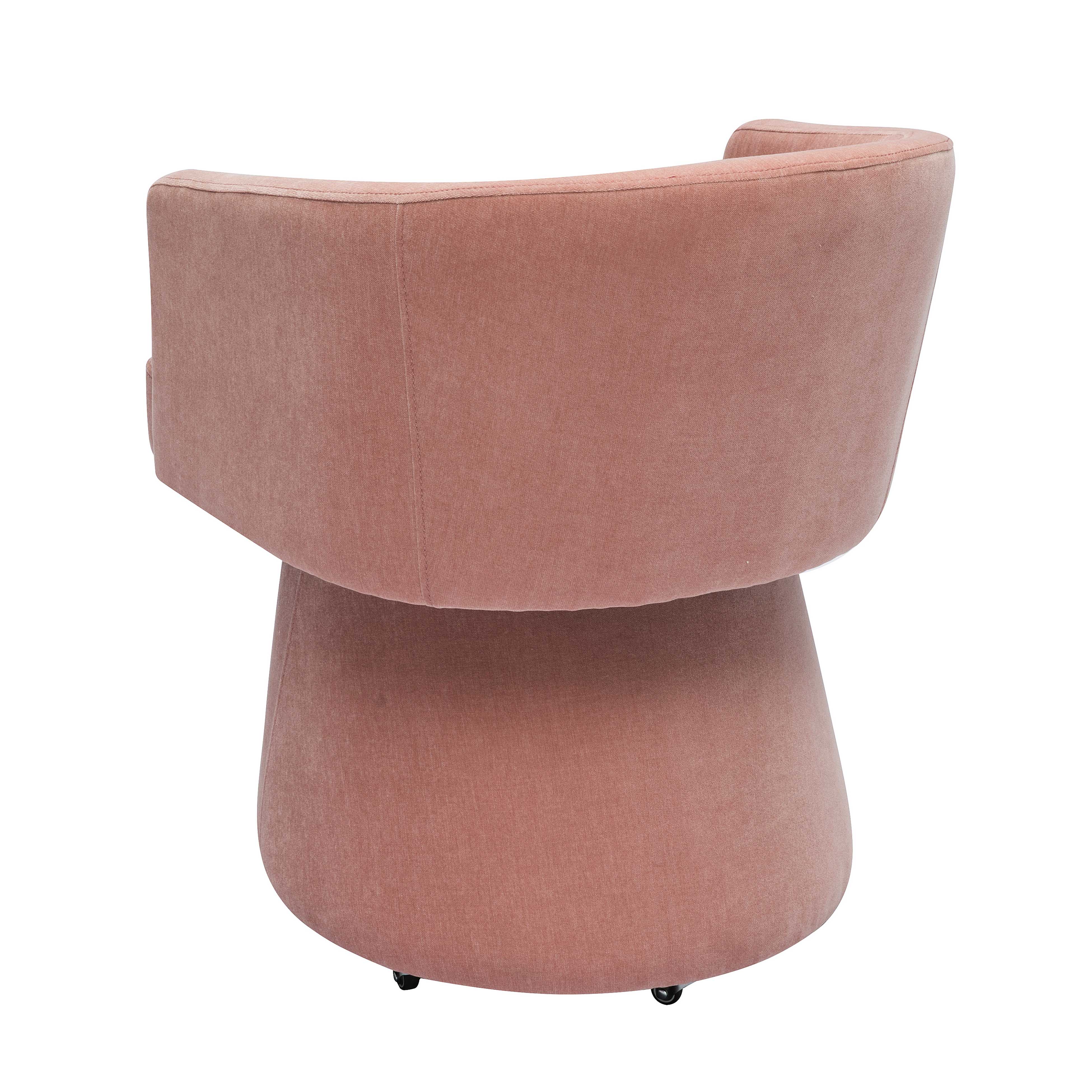 Kristen Pink Upcycled Chenille Rolling Desk Chair - Image 3