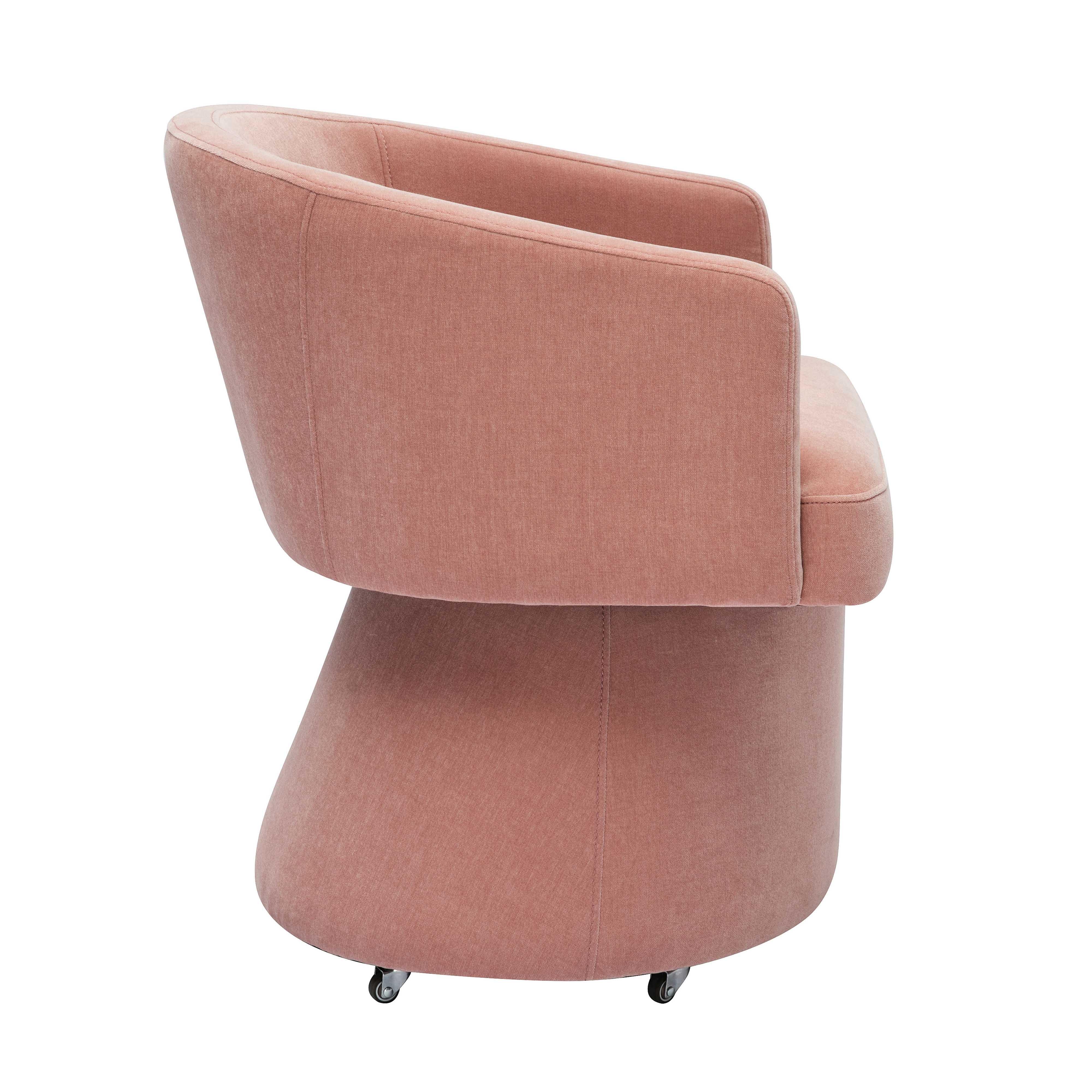 Kristen Pink Upcycled Chenille Rolling Desk Chair - Image 5
