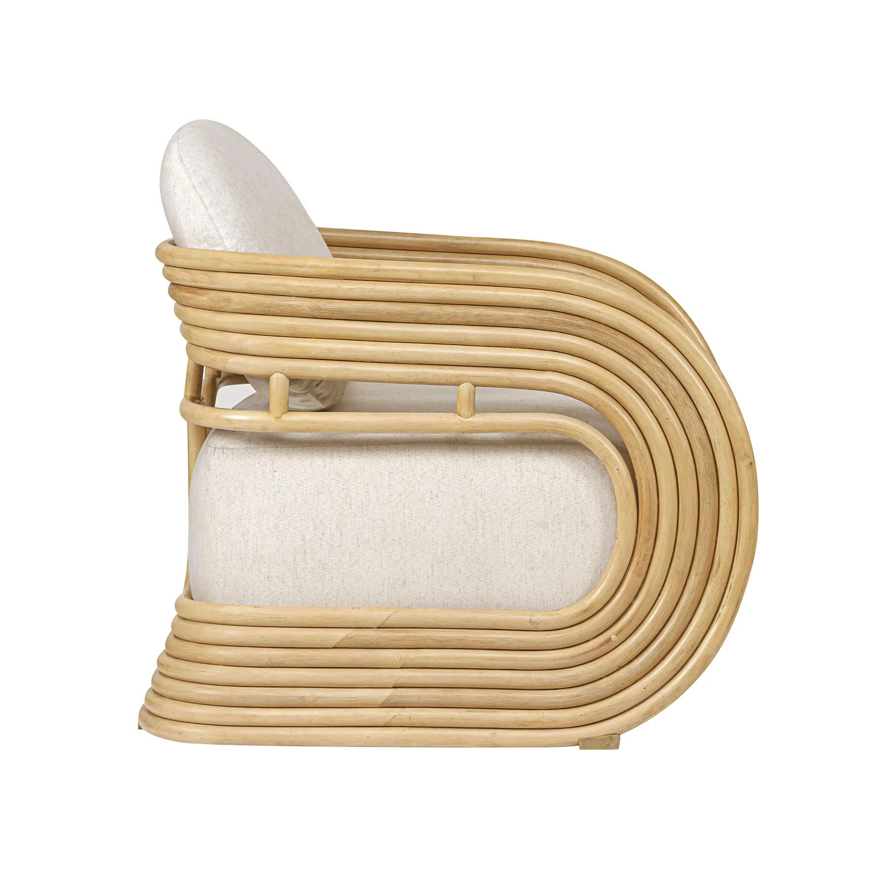 Lauretta Cream Performance Fabric and Natural Rattan Accent Chair - Image 4