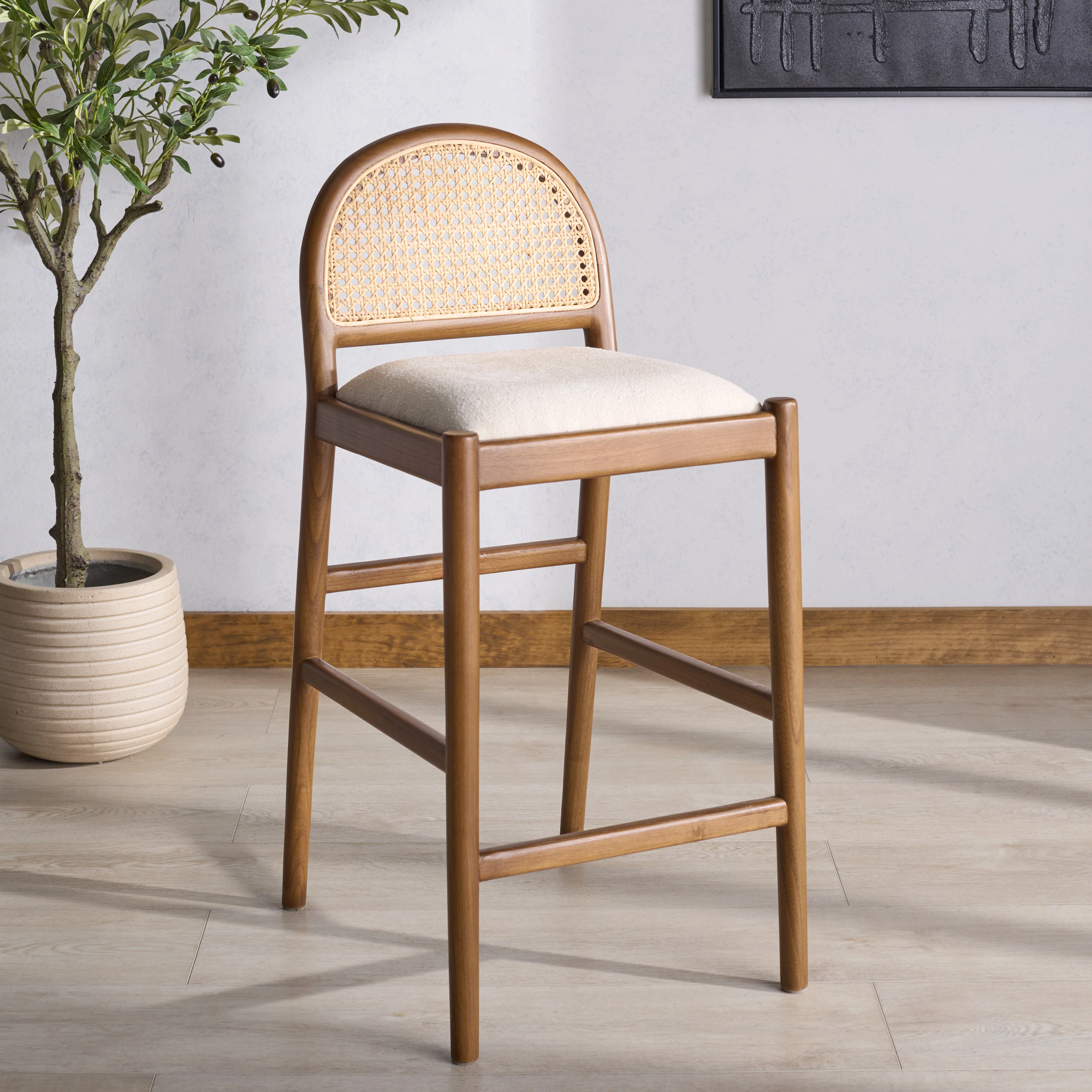 Laylie Rattan And Leather Counter Stool - Image 10