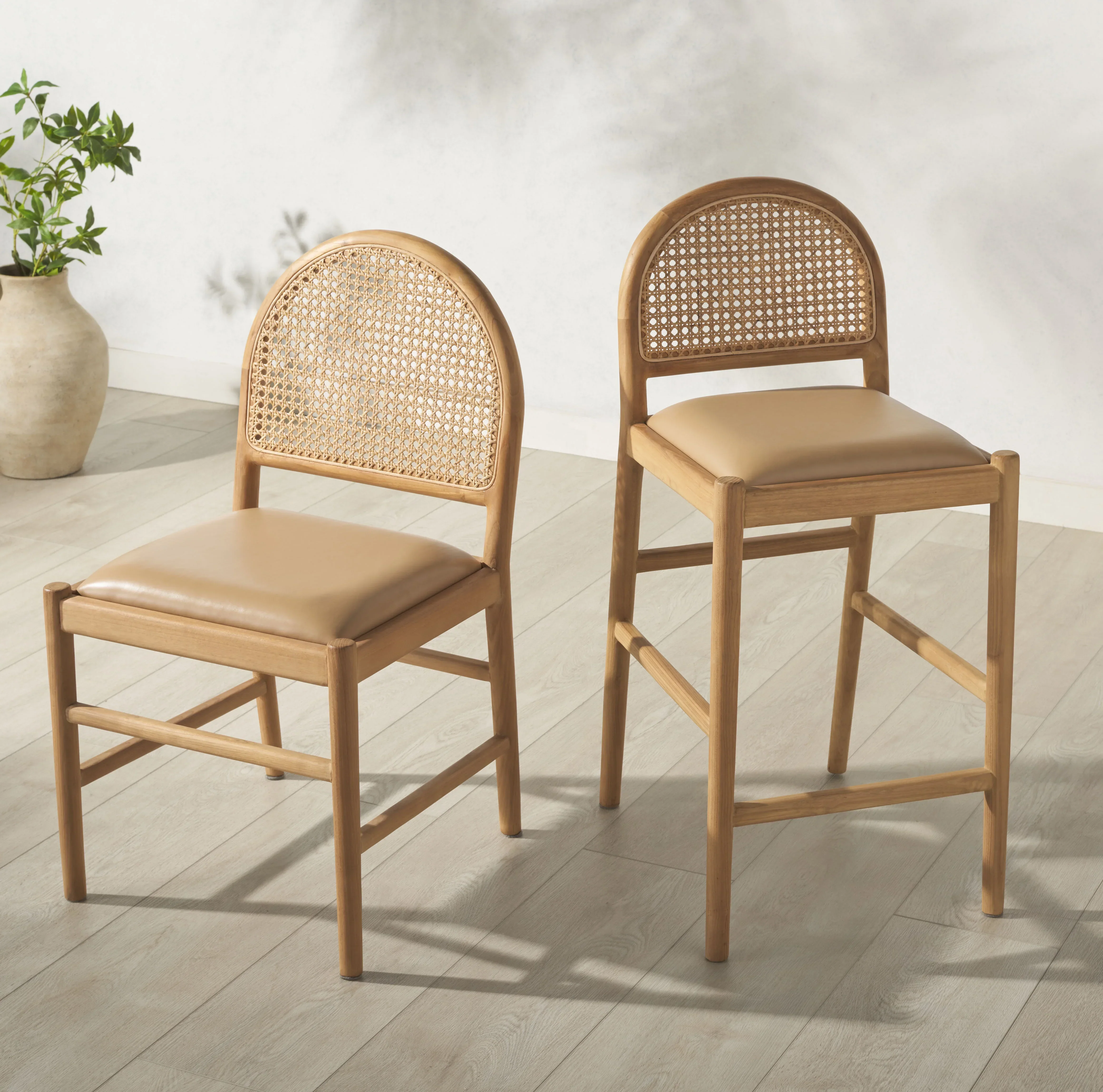 Laylie Rattan And Leather Counter Stool - Image 63