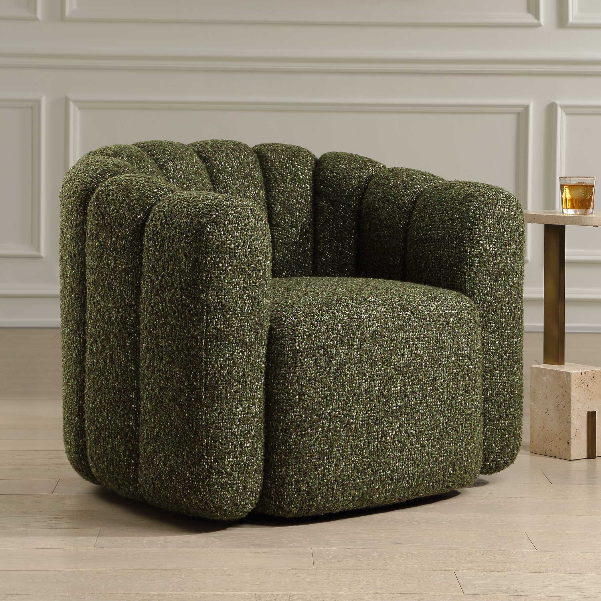 Lenoir Upholstered Green Swivel Chair - Image 3