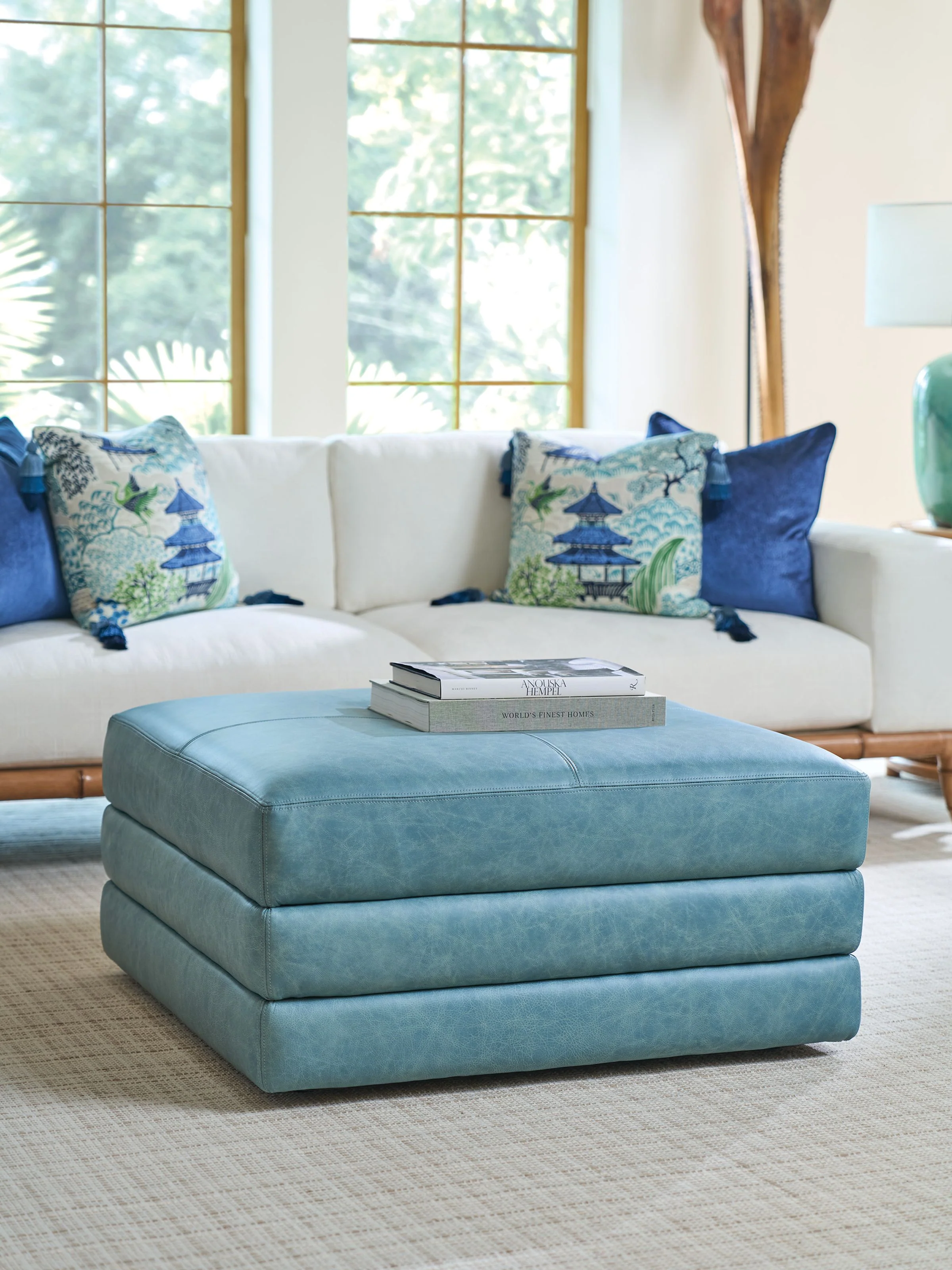 Lexington Leather Brickell Leather Ottoman - Image 2