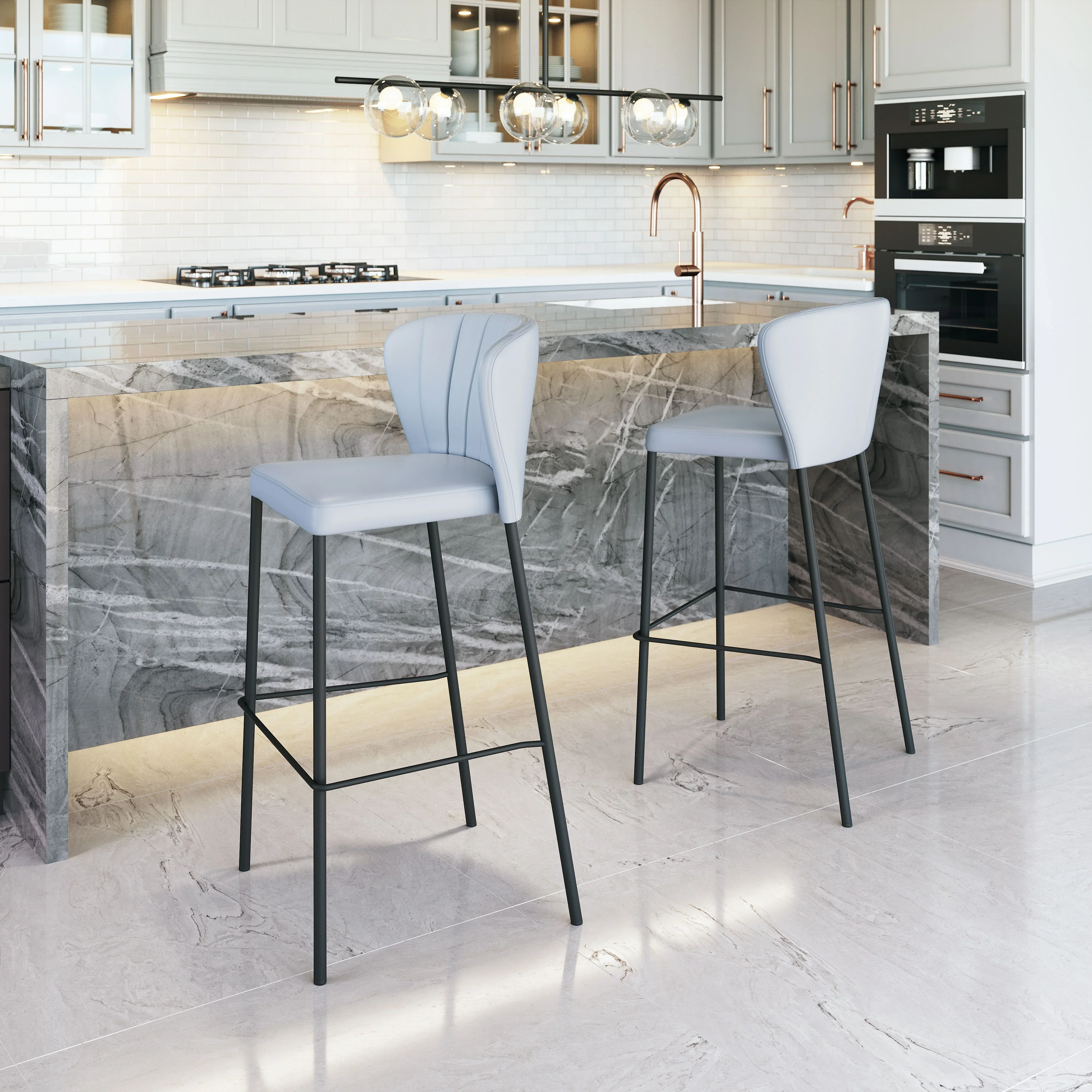 Linz Barstool (Set of 2) Gray - Image 2