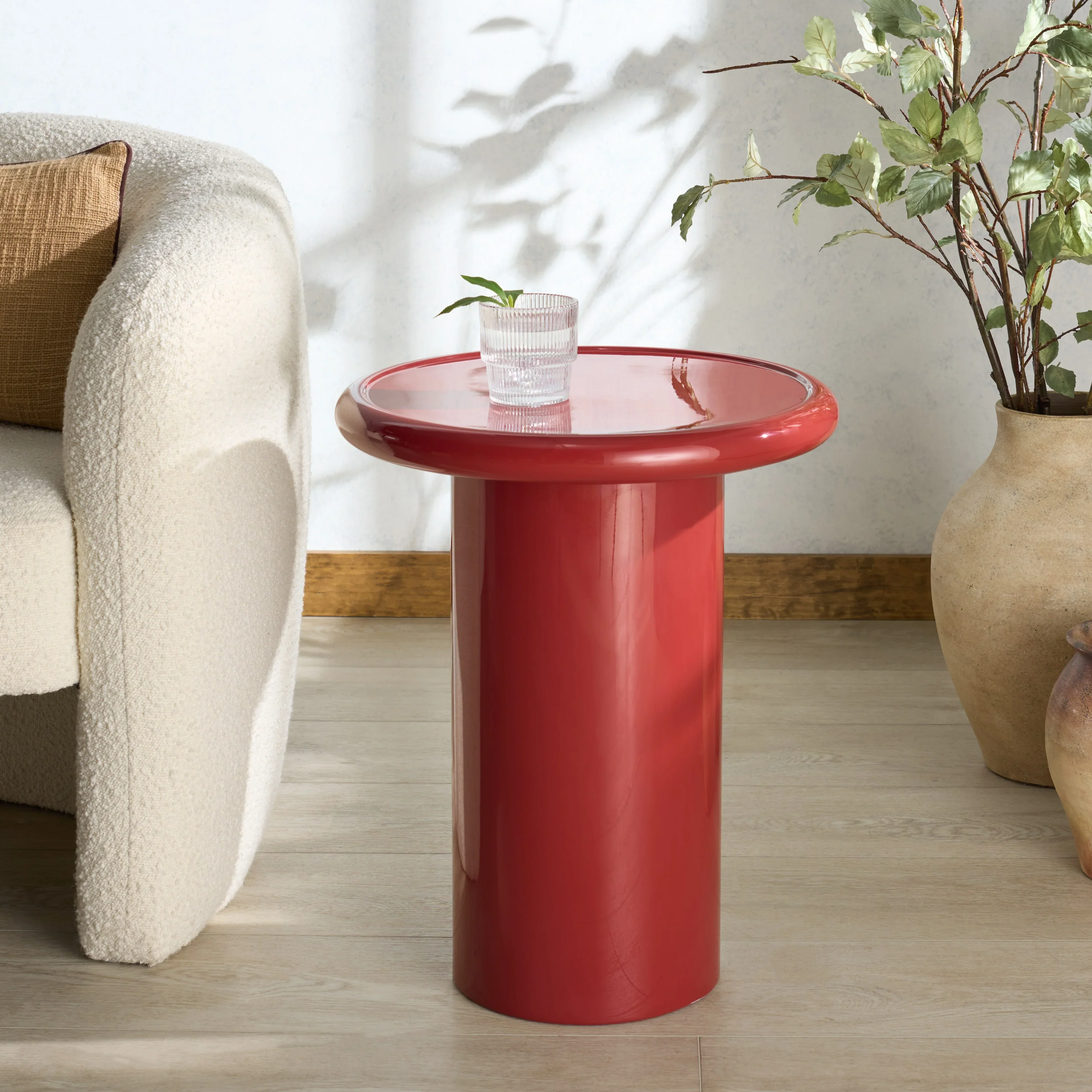Lollita Round Concrete High Gloss Finish Accent Table - Image 23