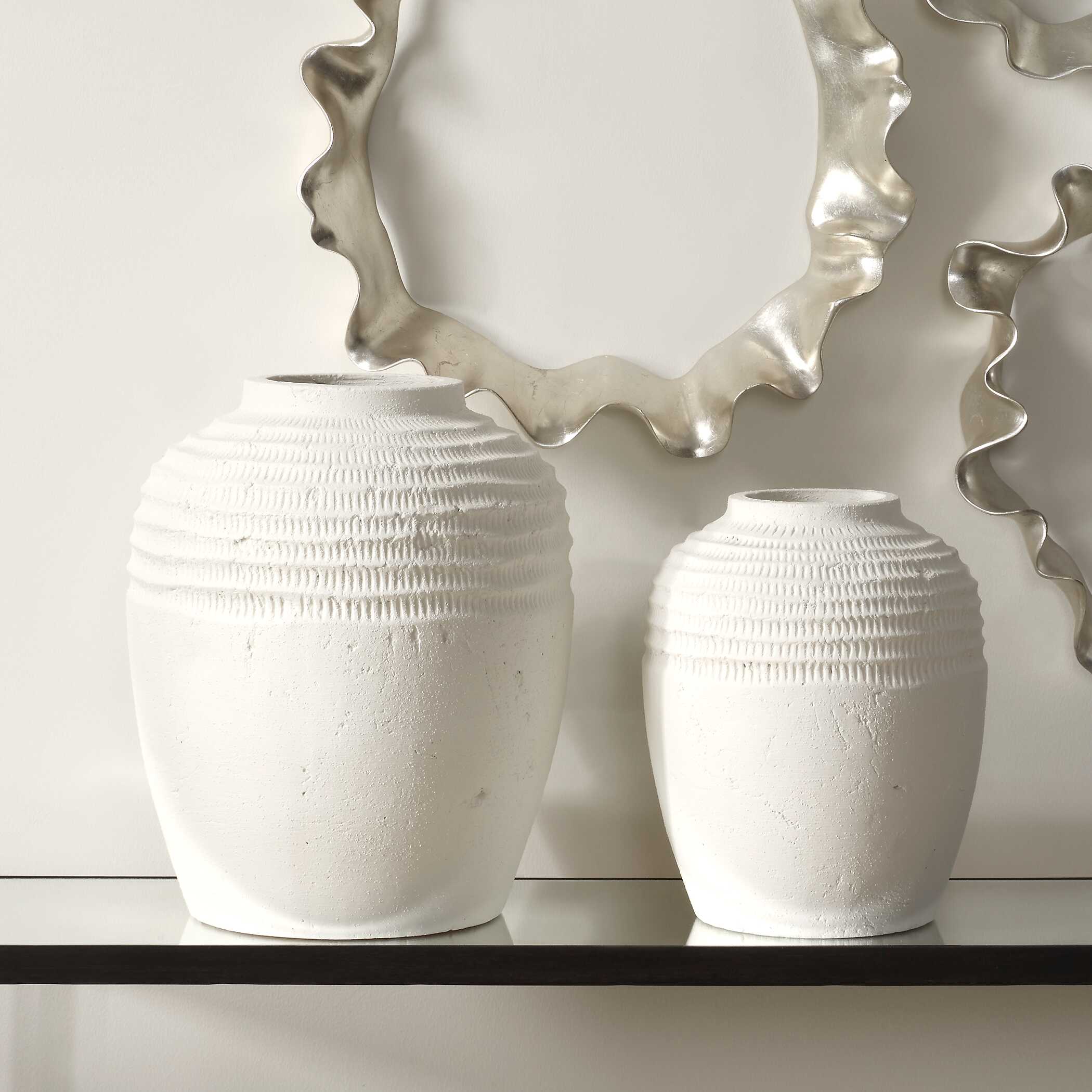 Luna Ridge White Ceramic Vases - Set of 2 - Image 3