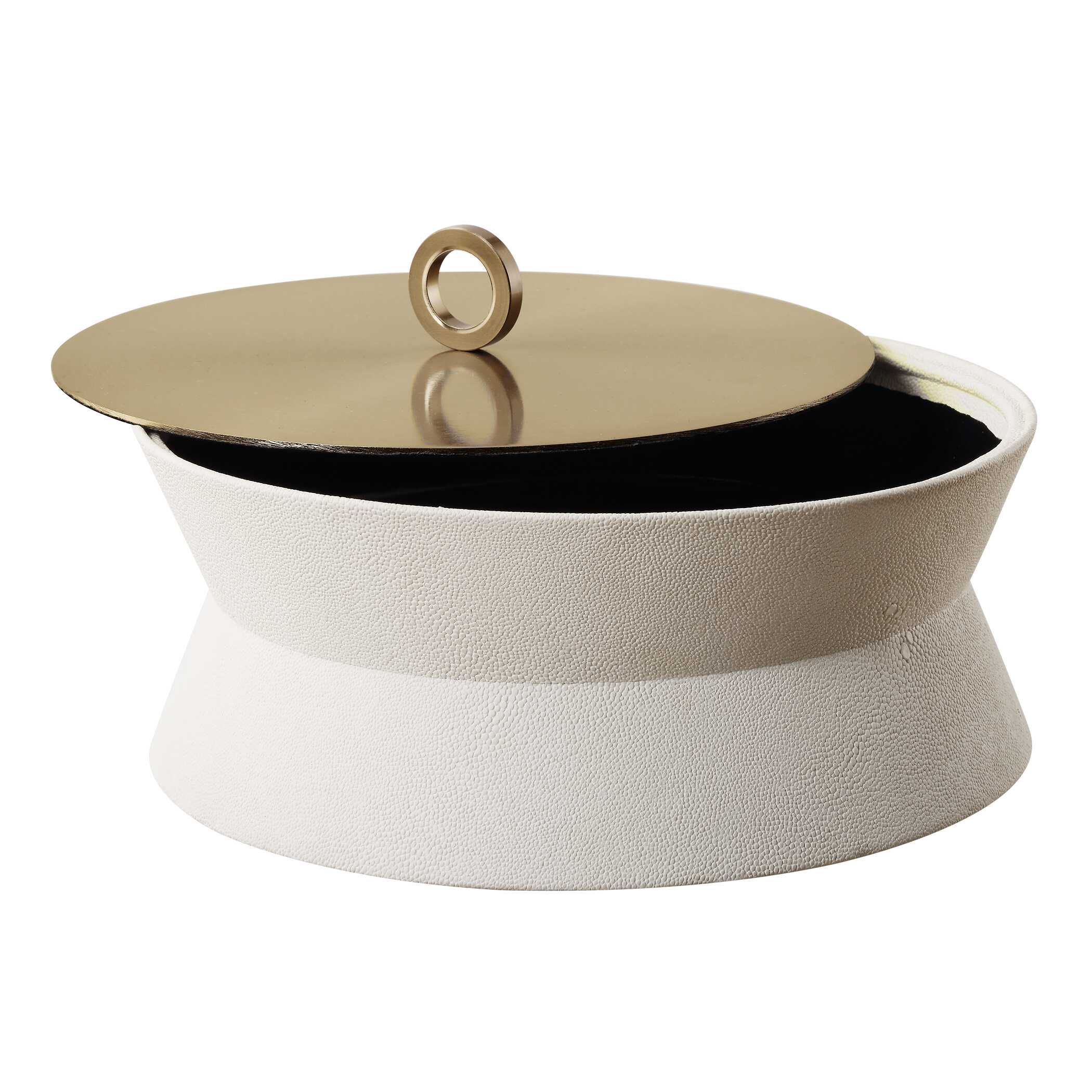 Luxe White Shagreen Round Box - Image 4