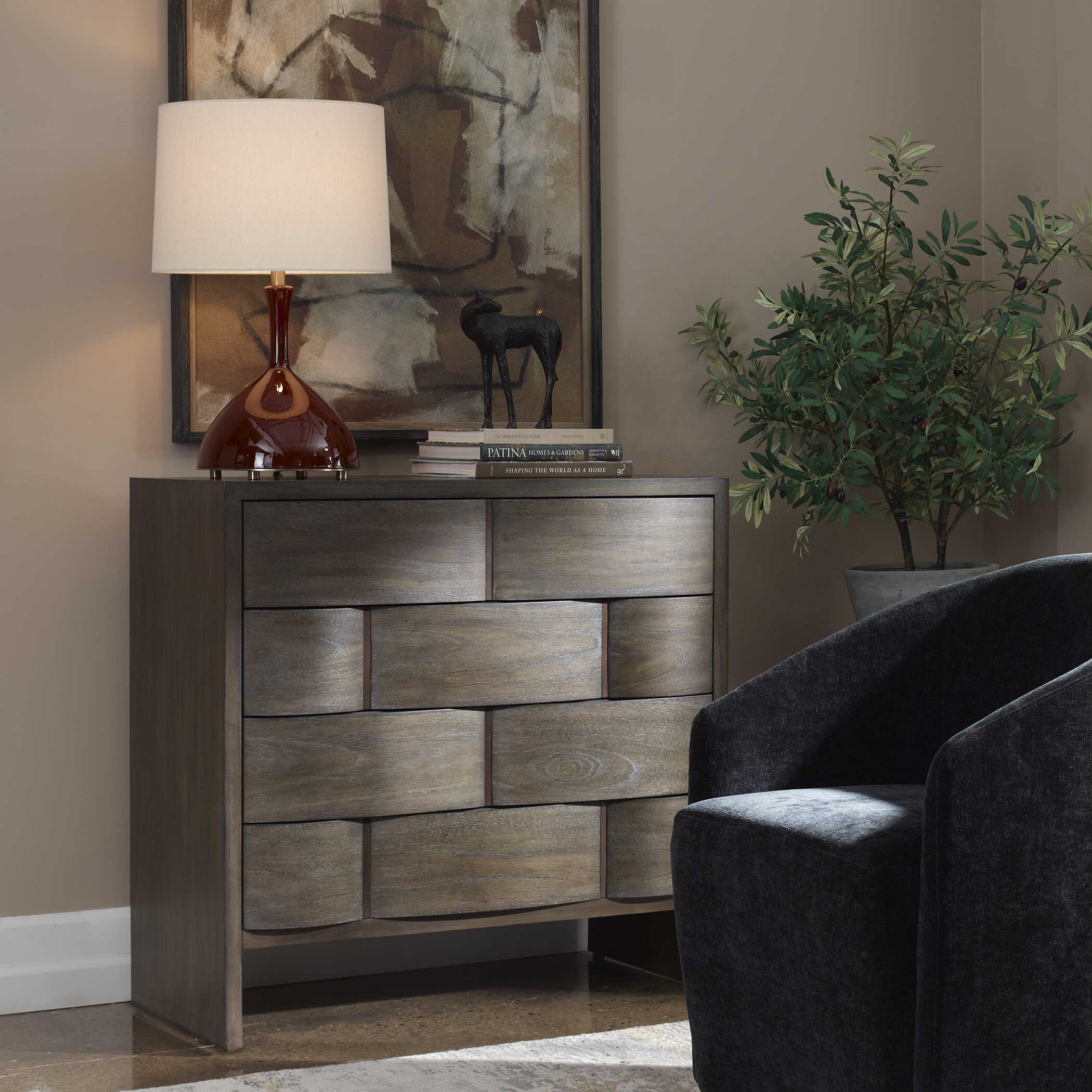 Lydon 4 Drawer Brown Finish Chest - Image 3