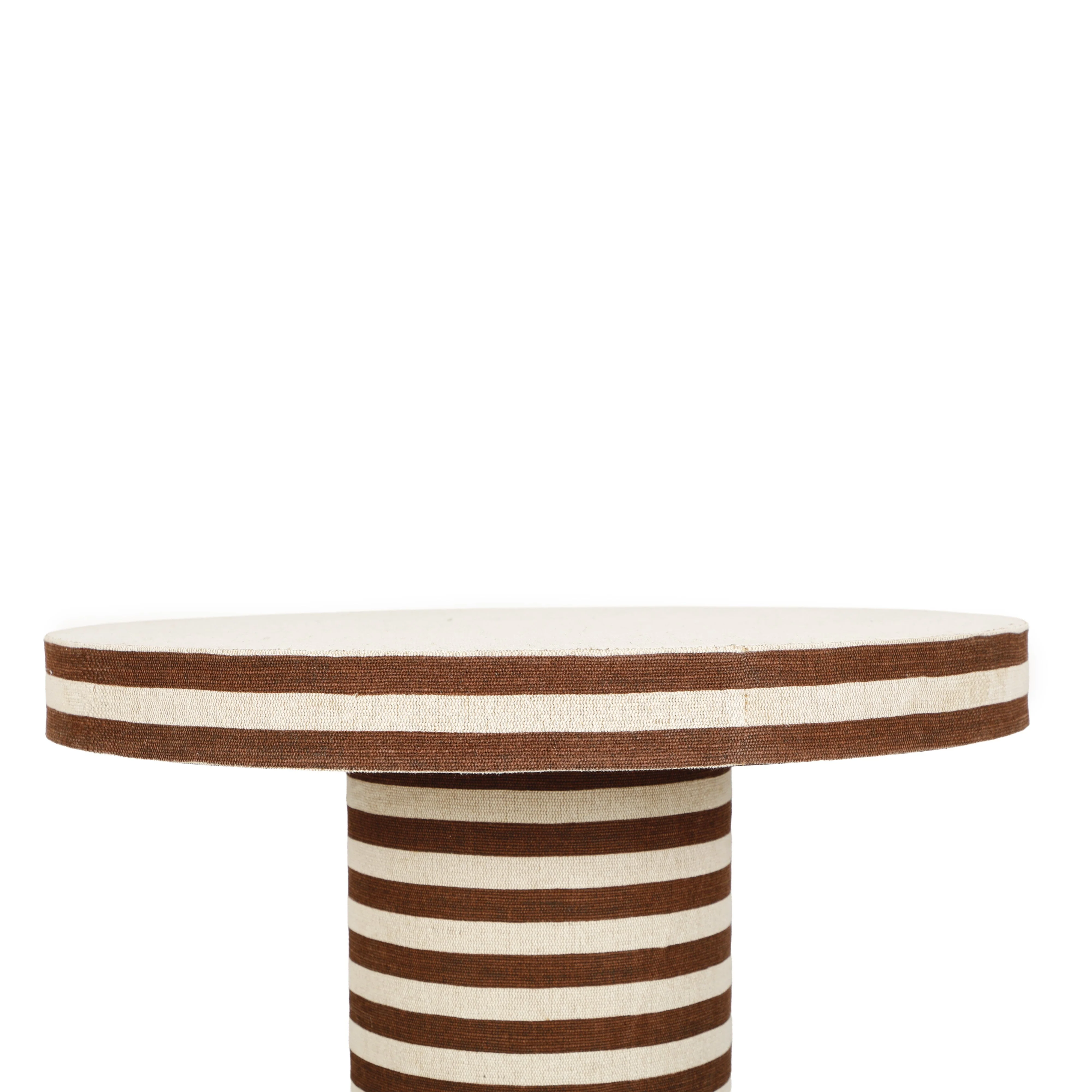 Lyra 30" Natural Striped Cotton Jute Contract-Grade Coffee Table - Image 4