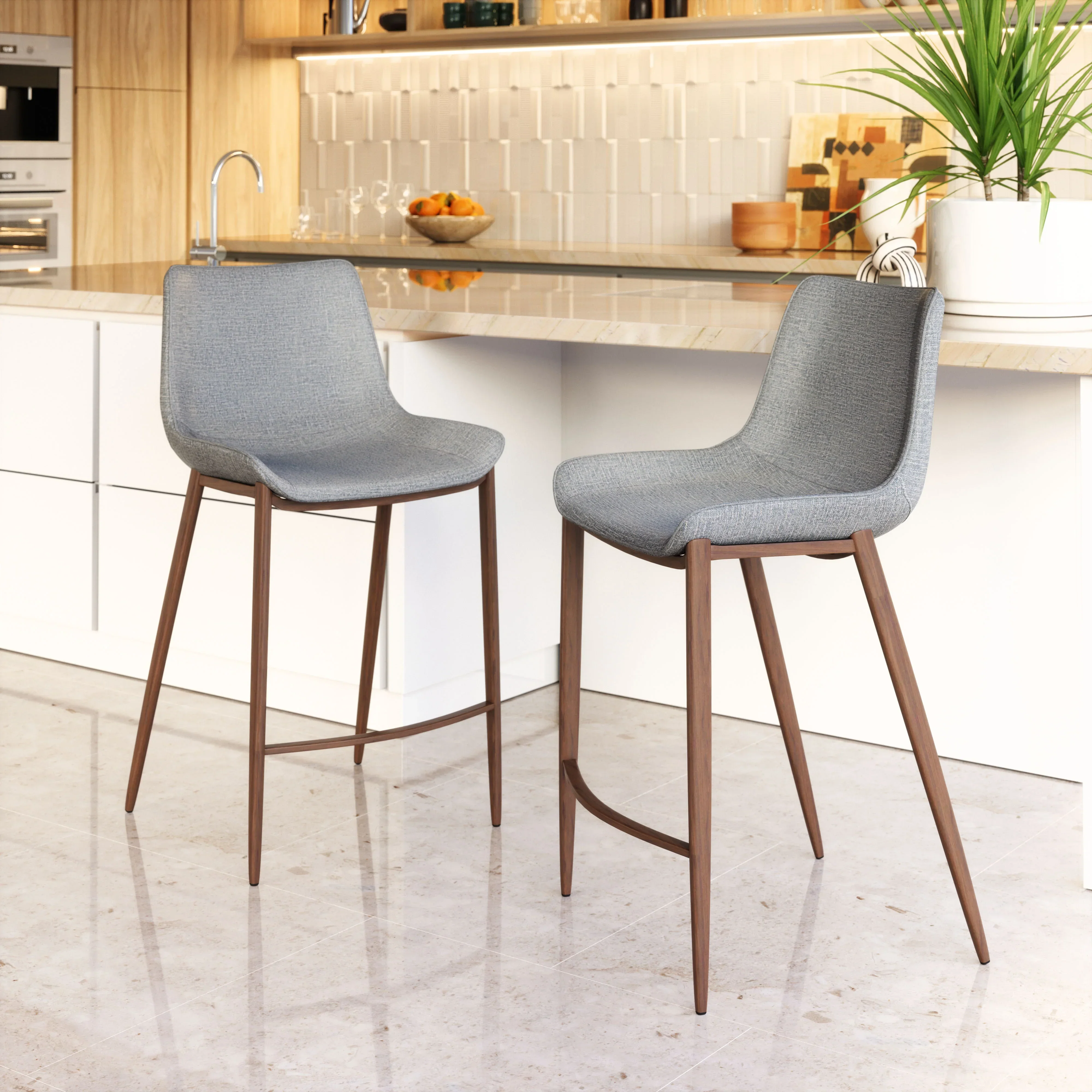 Magnus Counter Stool (Set of 2) Slate Gray & Walnut - Image 2