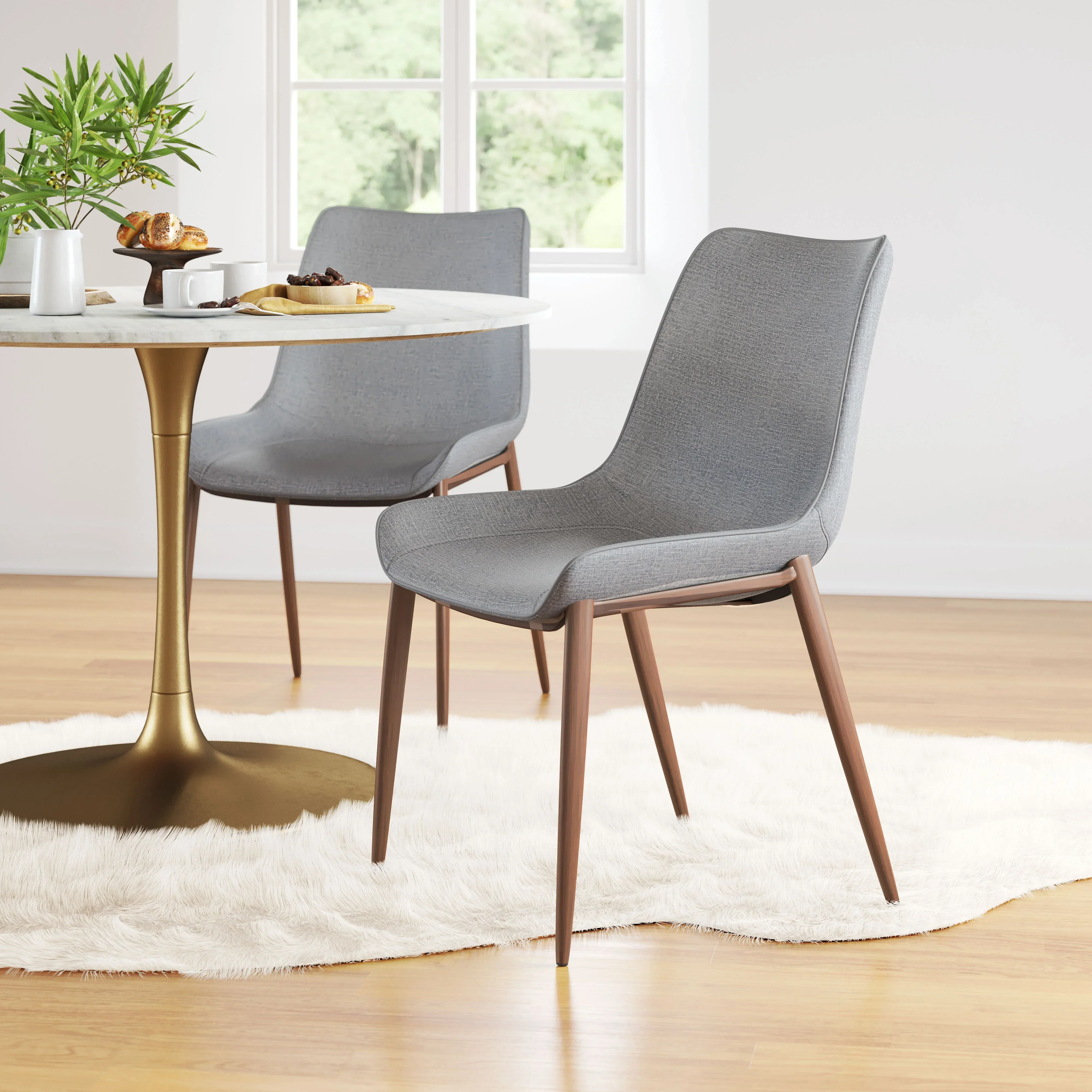 Magnus Dining Chair (Set of 2) Slate Gray & Walnut - Image 2