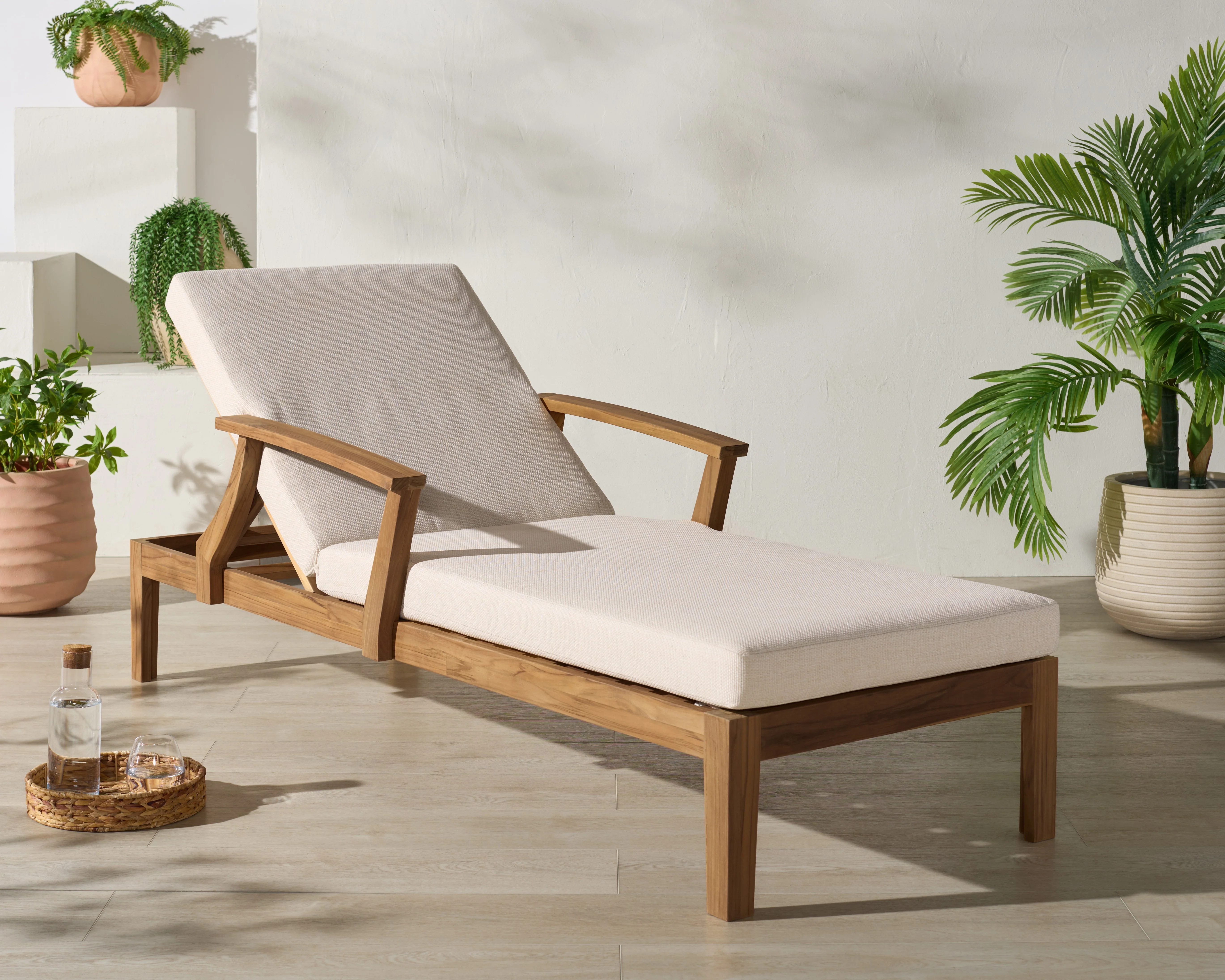 Martinique Teakwood Patio Chaise Lounge - Image 2
