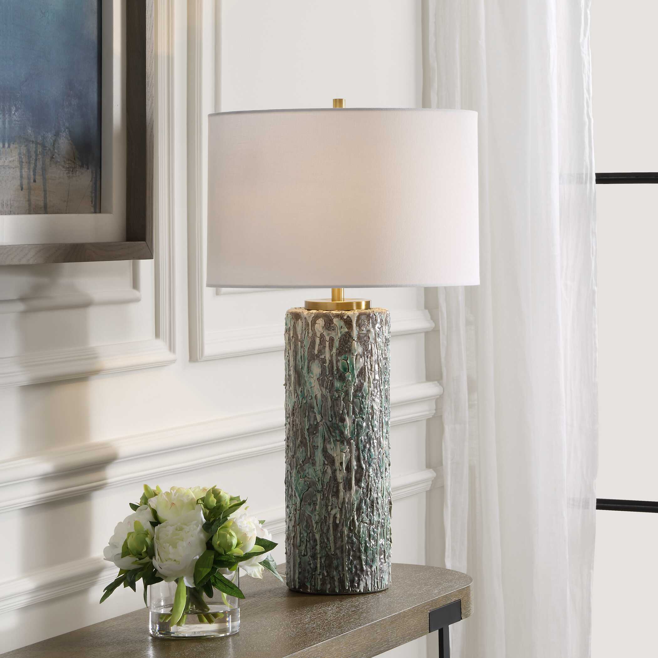 Meltdown Ivory Teal Table Lamp - Image 2