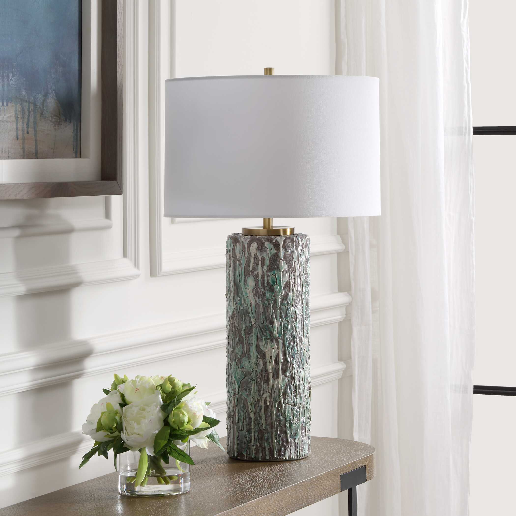 Meltdown Ivory Teal Table Lamp - Image 3