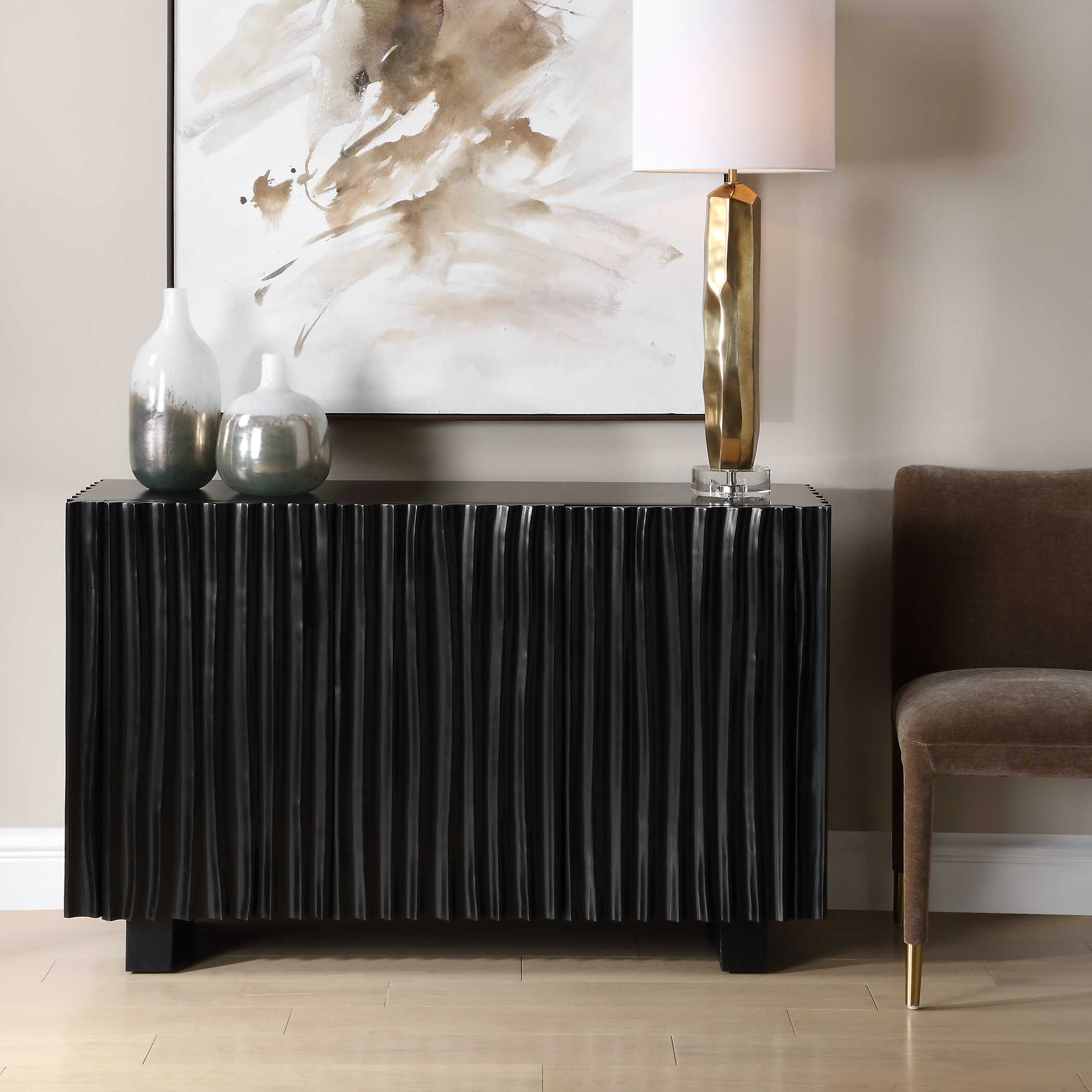 Mercado Black 3 Door Cabinet - Image 2