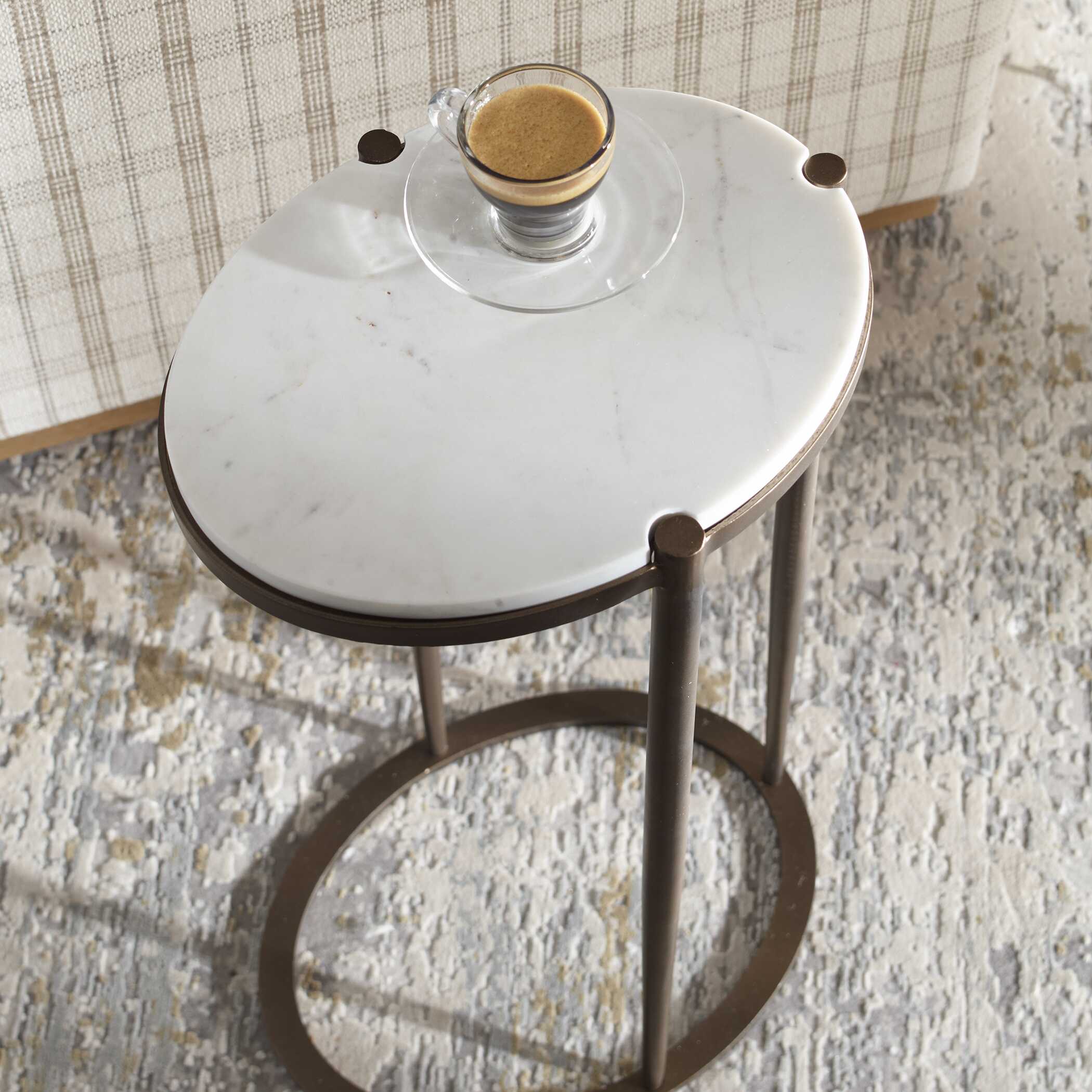 Mercier Round Marble Accent Table - Image 4