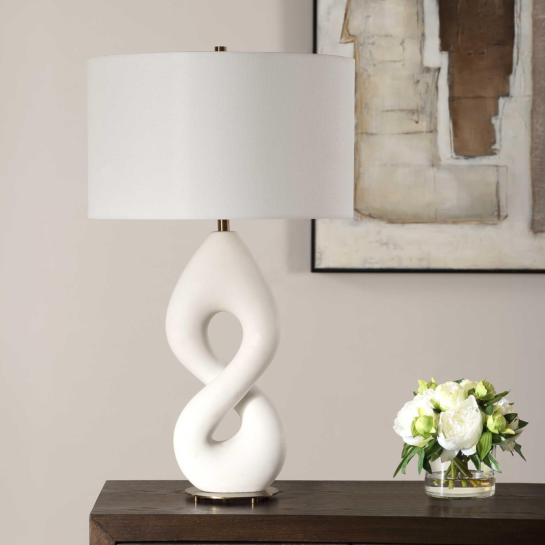 Meridian Ivory Stone Table Lamp - Image 3