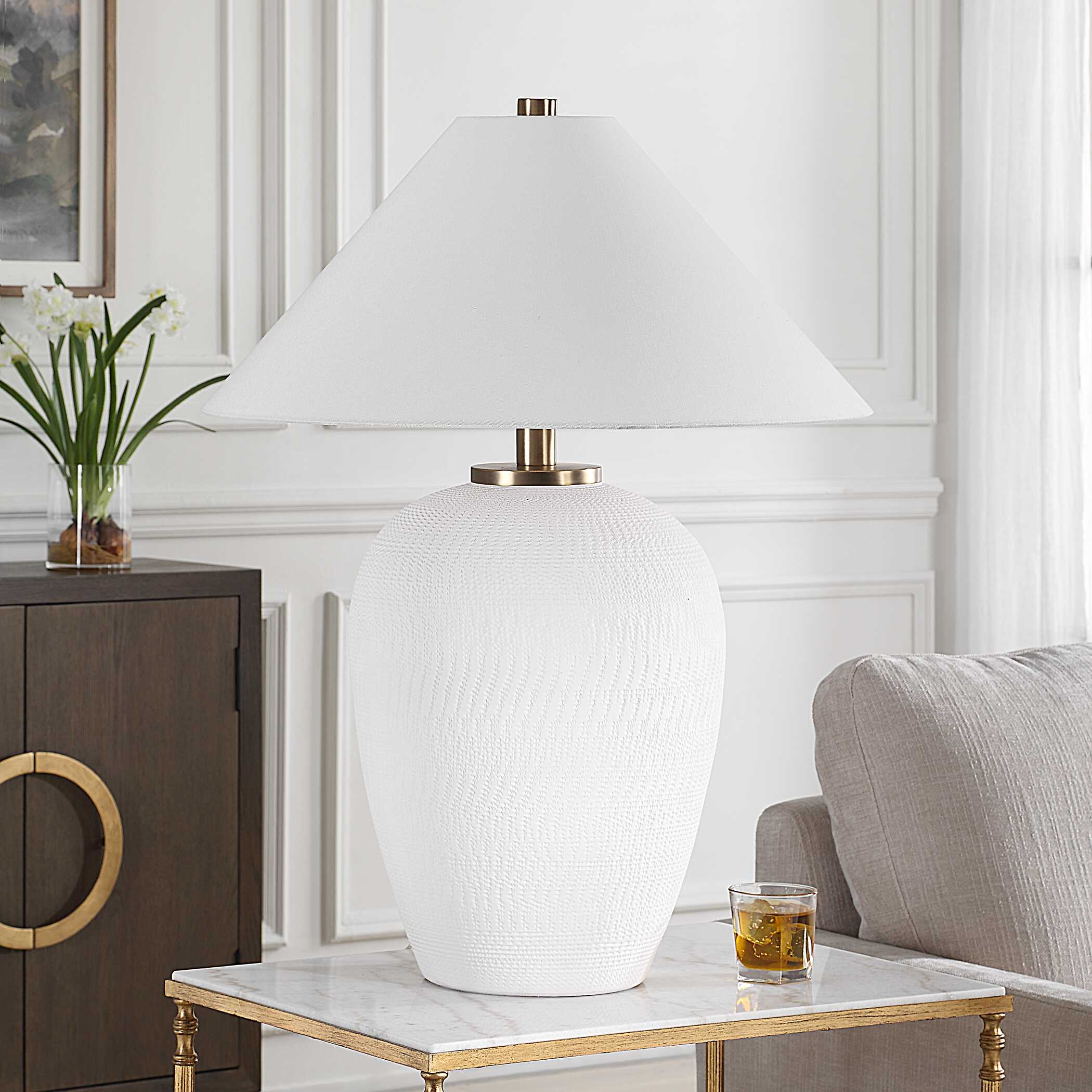 Merriton Matt White Table Lamp - Image 3