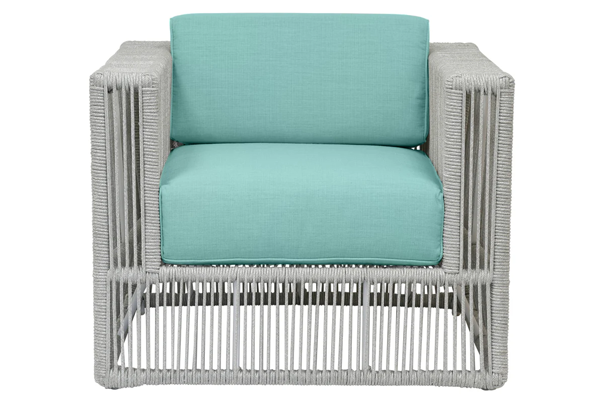 Miami Club Chair in Dupione Celeste w/ Self Welt - Image 2