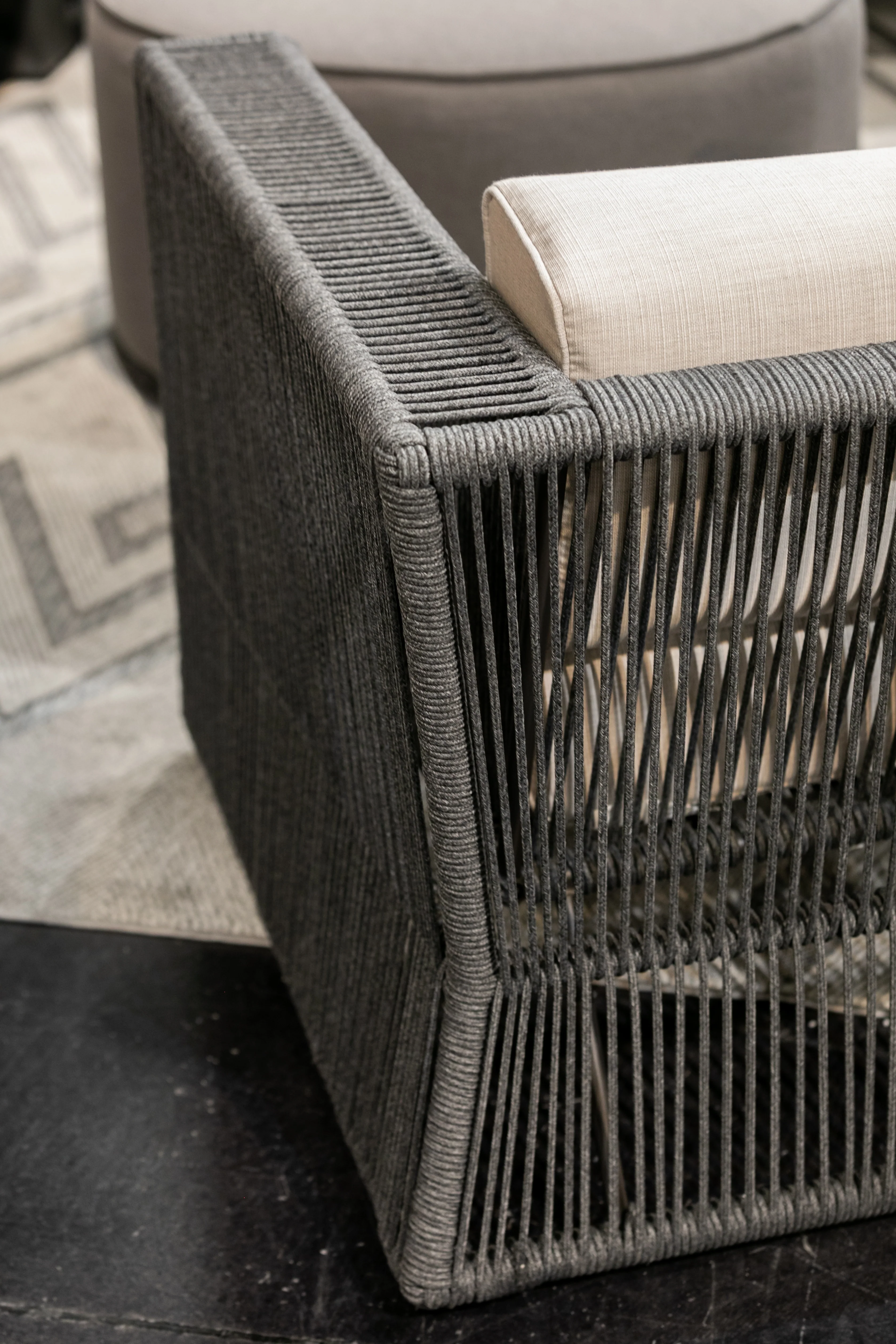 Milano Club Chair in Dupione Celeste w/ Self Welt - Image 5