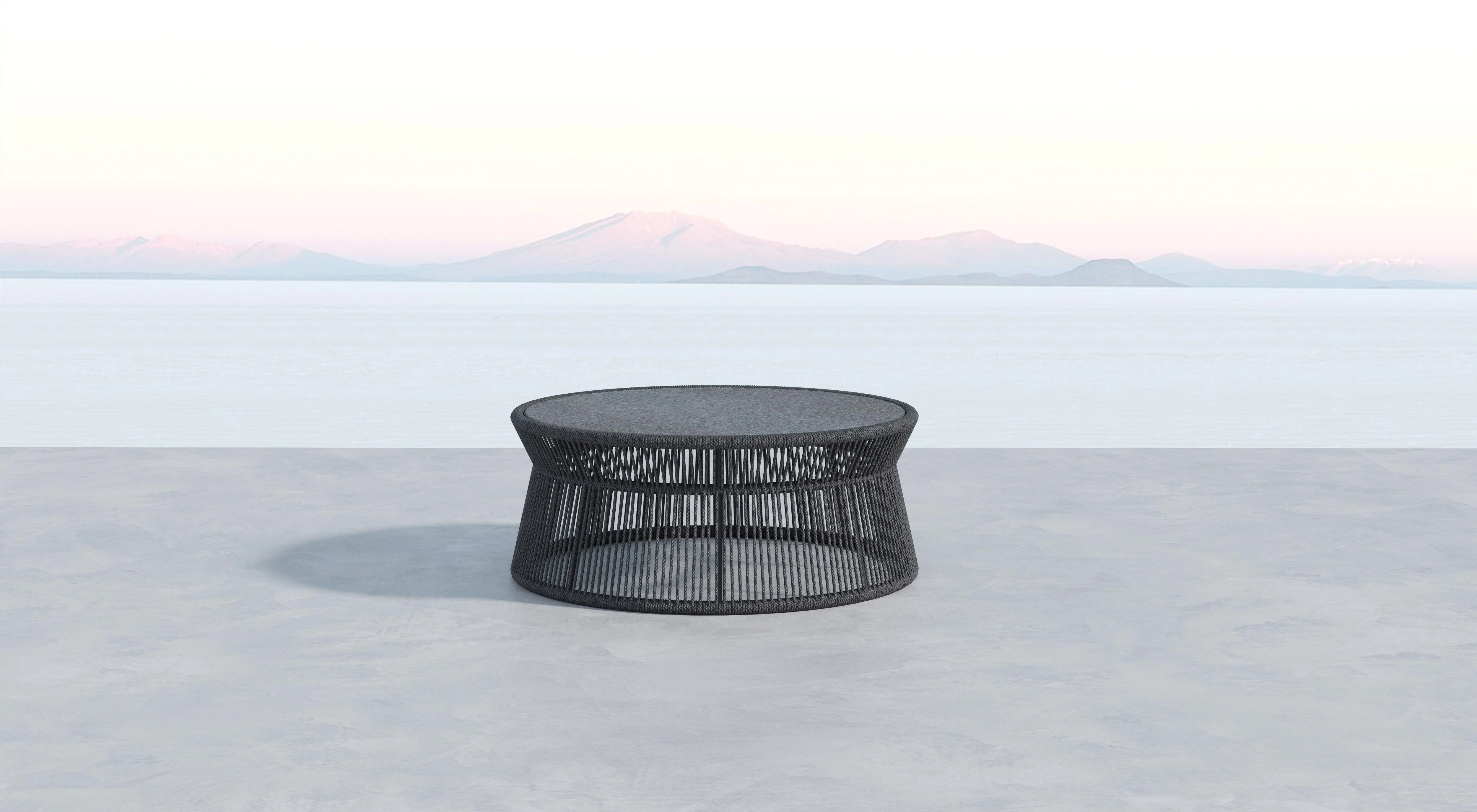 Milano Coffee Table w/ 40" Round Honed Absolute Granite Insert Top - Image 2