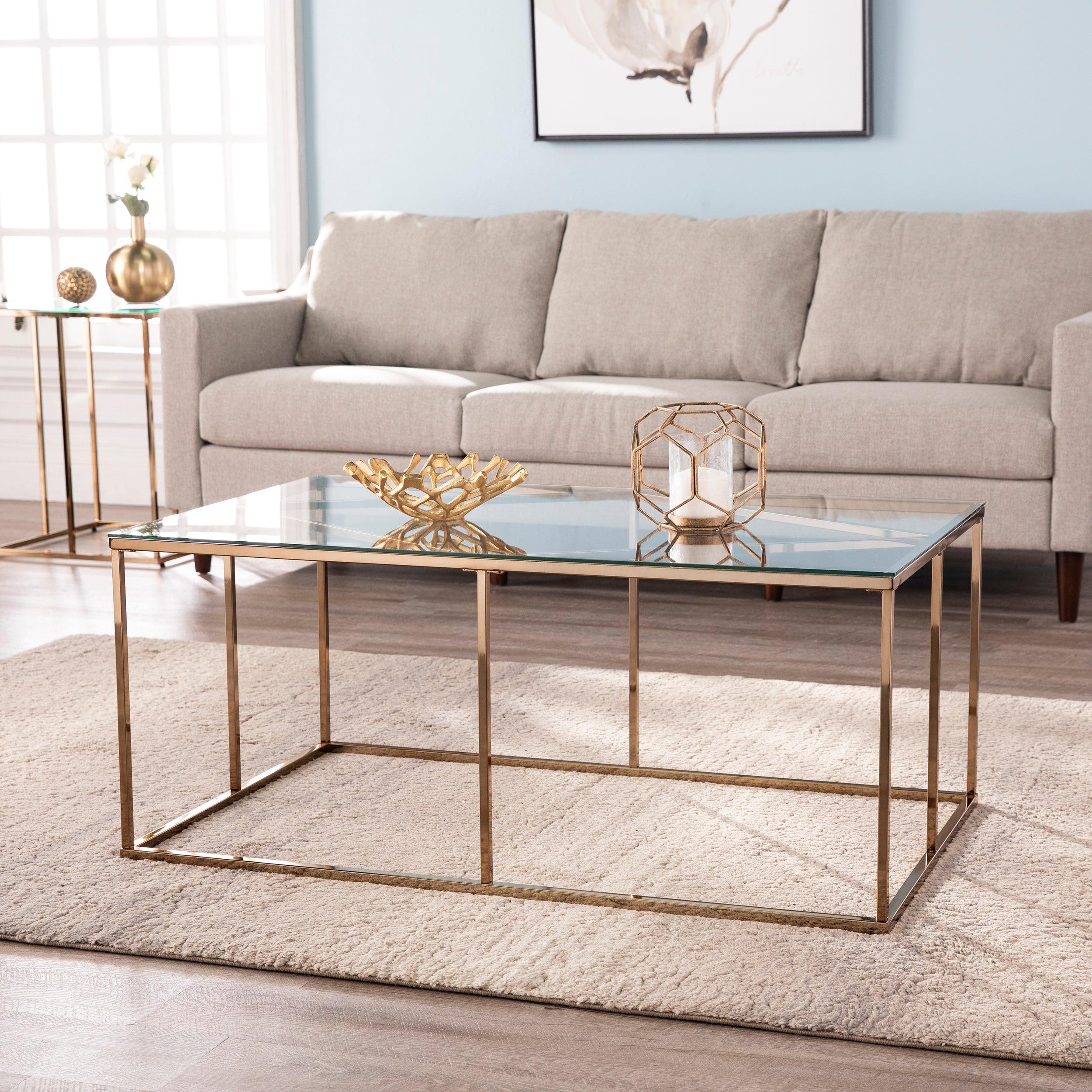 Nicholance Contemporary Glass-Top Cocktail Table - Image 2