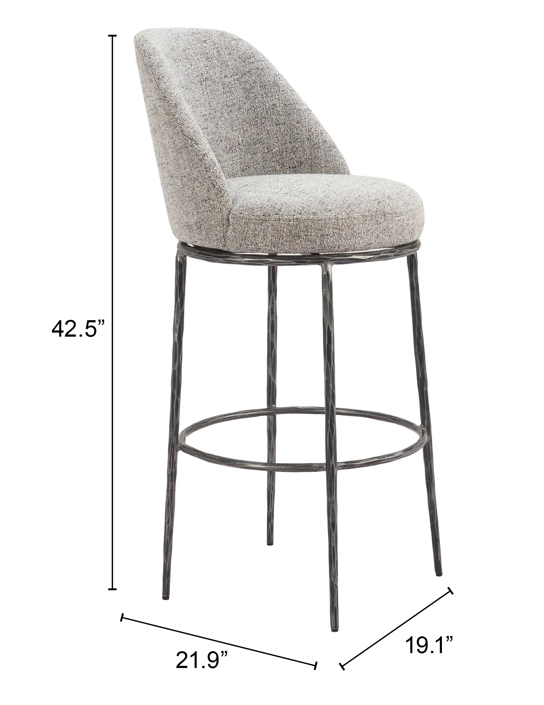 Nordhavn Swivel Barstool Gray - Image 6