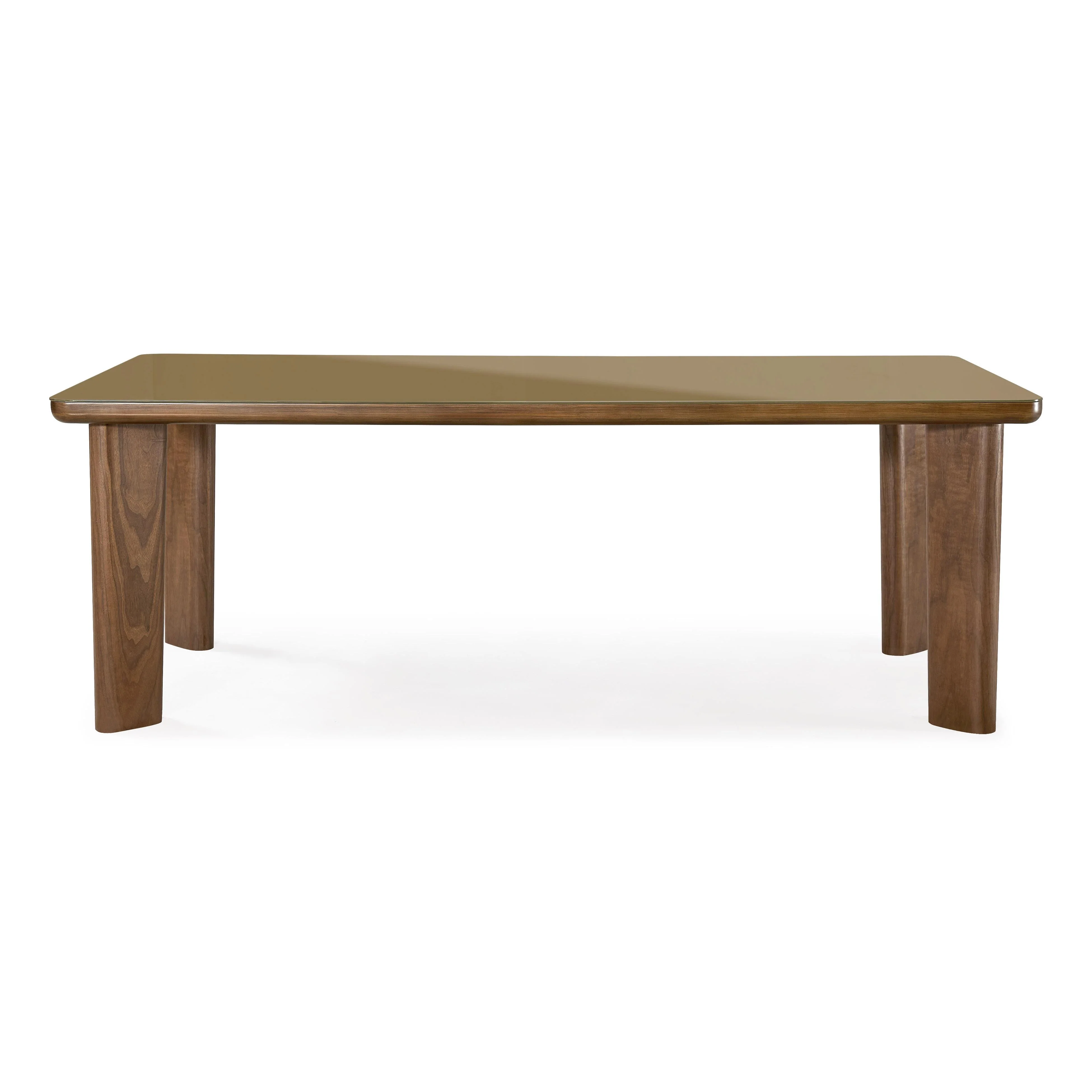Oani 83" Walnut and Glass Rectangular Dining Table - Image 3