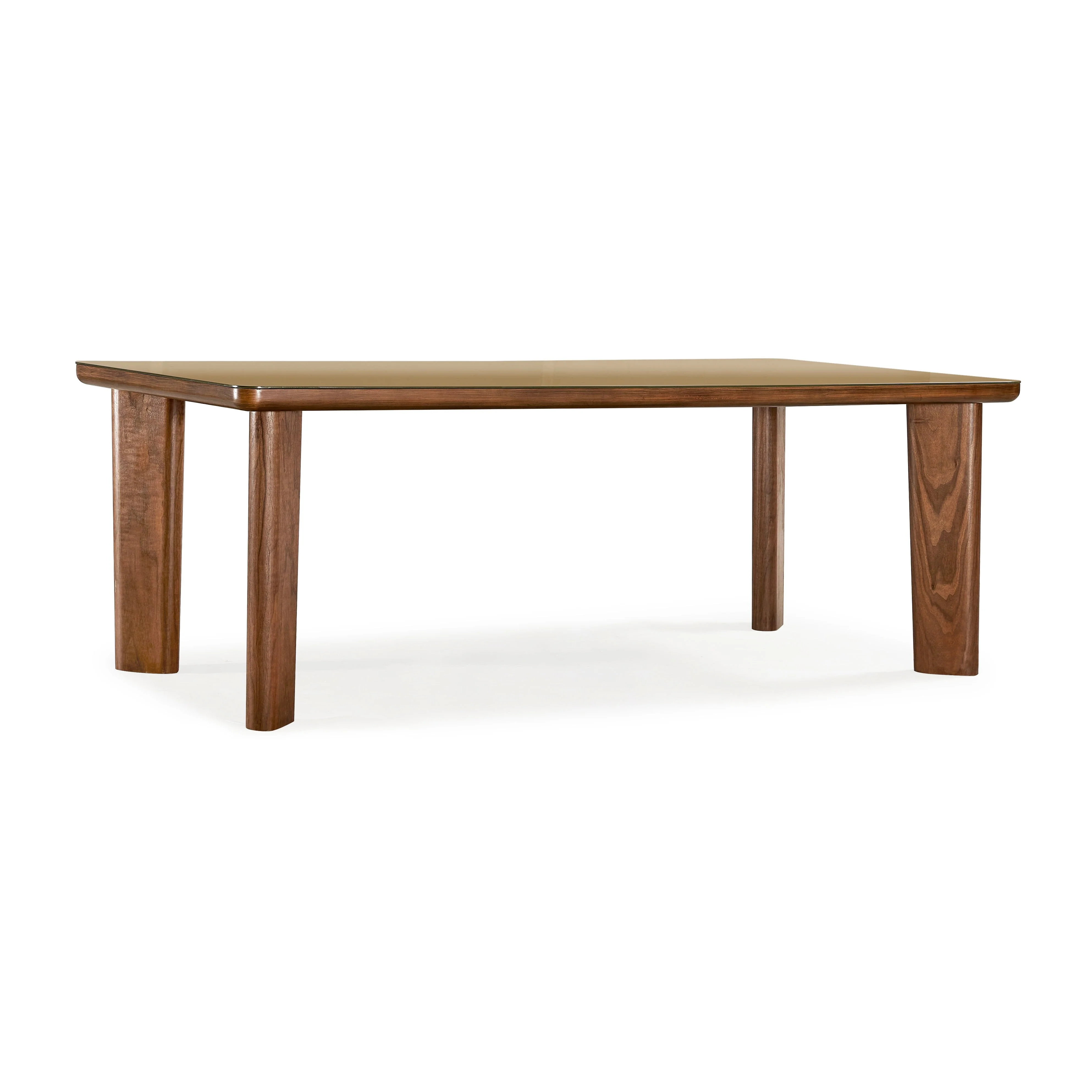 Oani 83" Walnut and Glass Rectangular Dining Table - Image 4