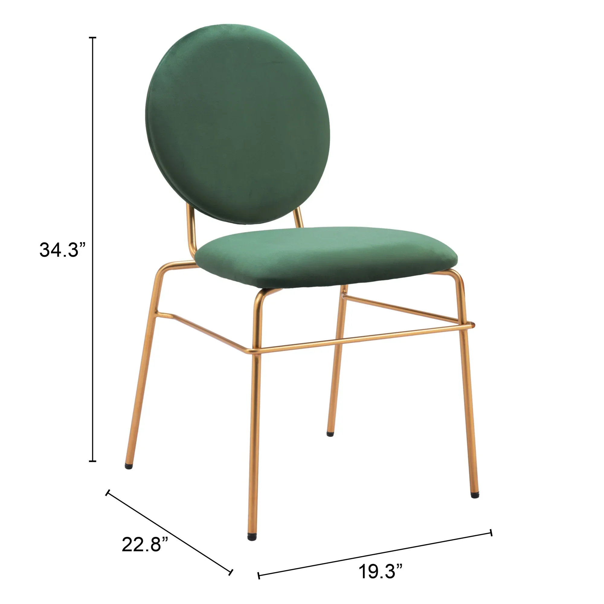 Odessa Dining Chair (Set of 2) Green & Gold - Image 7