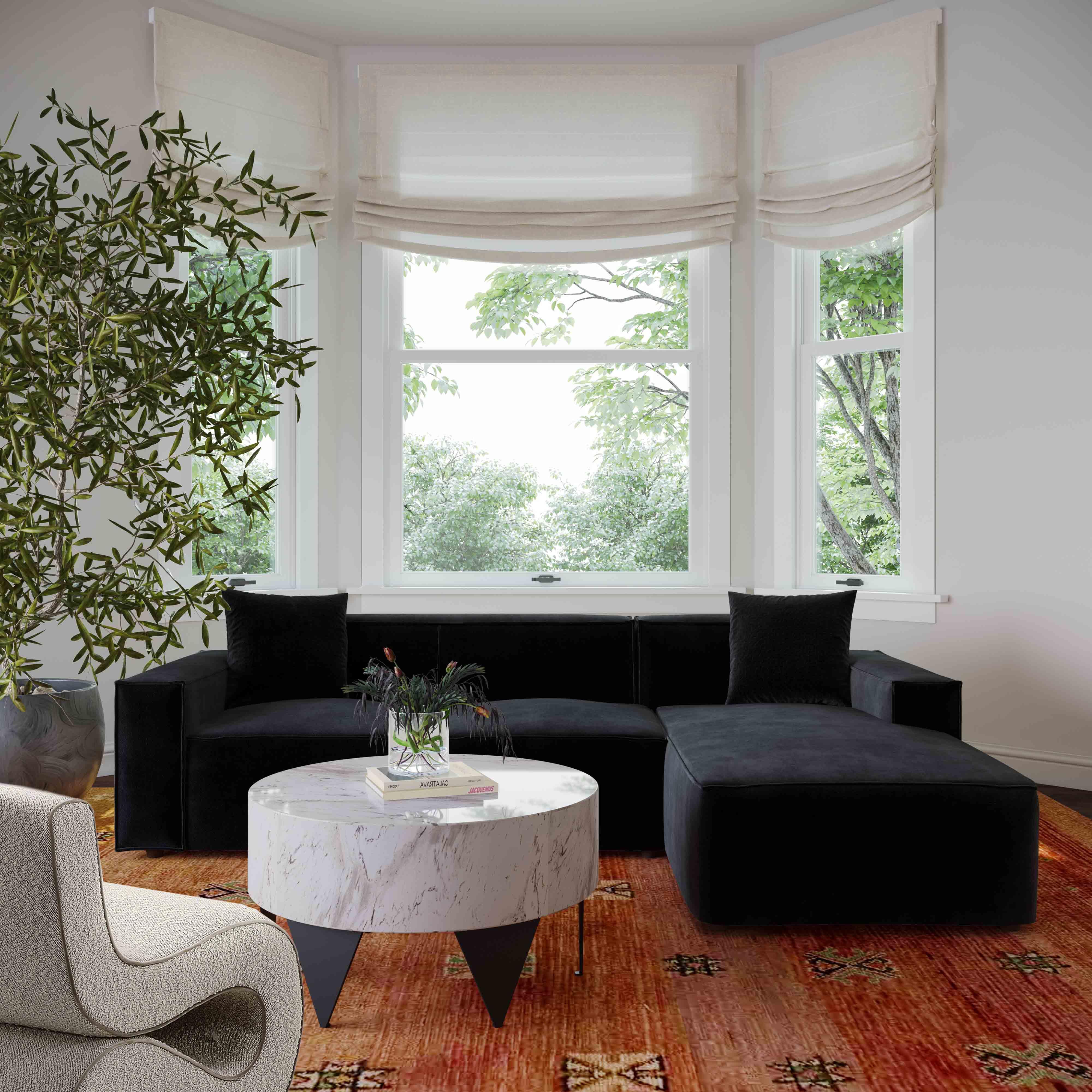 Olafur Black Linen Sectional - Image 2