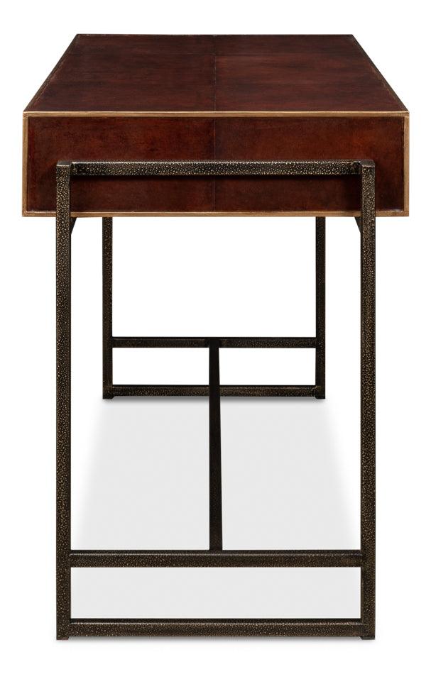 Old Brown Leather Desk - Image 4