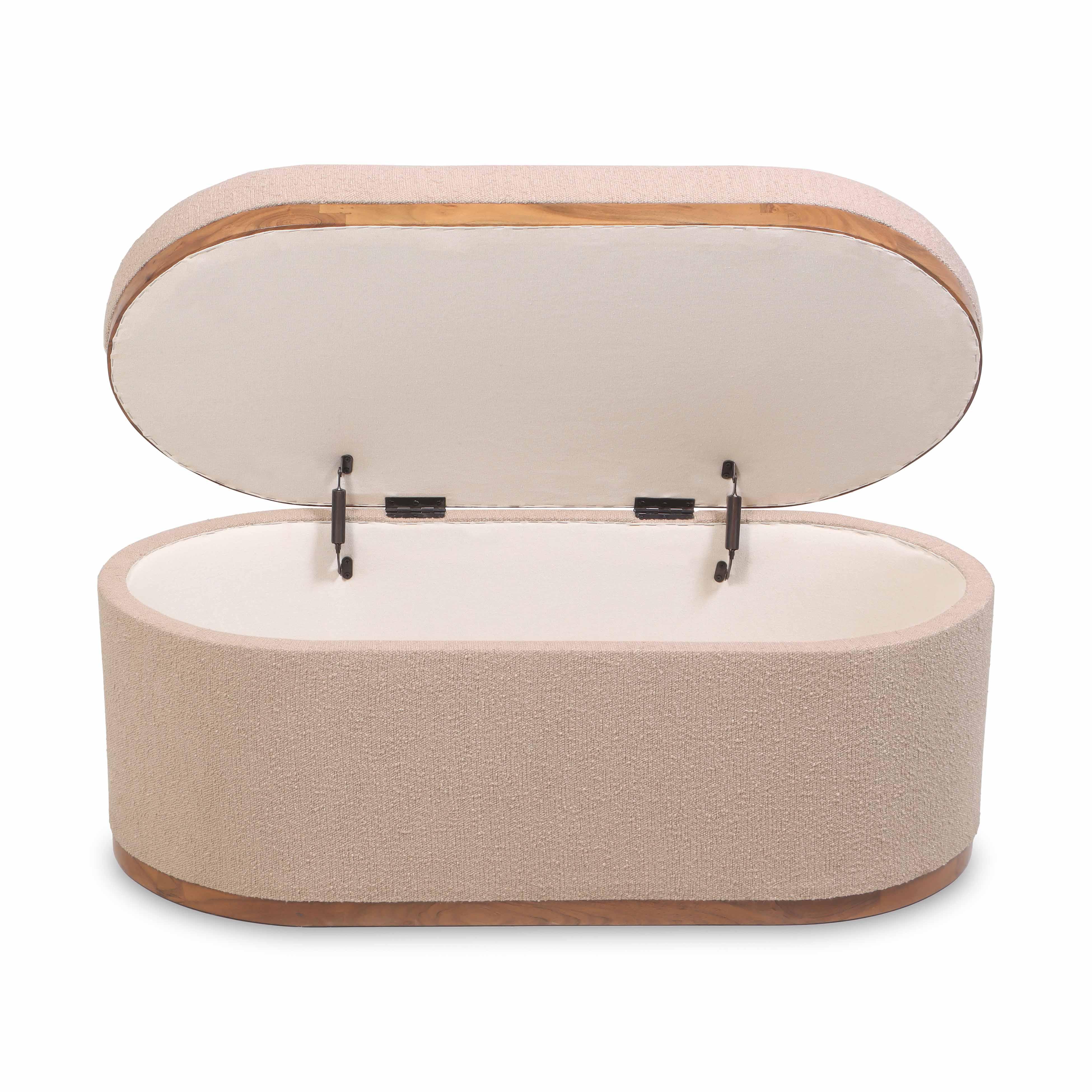 Olivier 41" Boucle Oval Storage Ottoman - Image 9