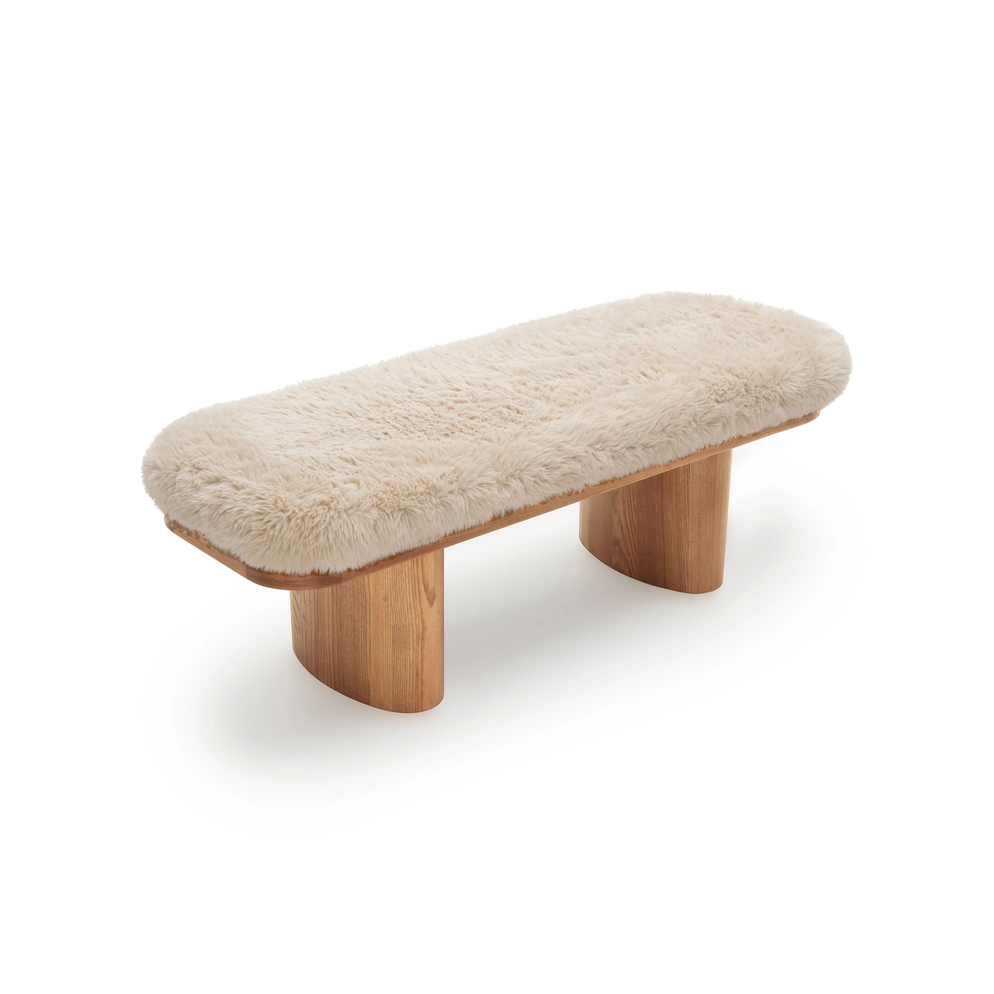Ollie 48" Contract-Grade Straight Vegan Shearling Bench - Image 4