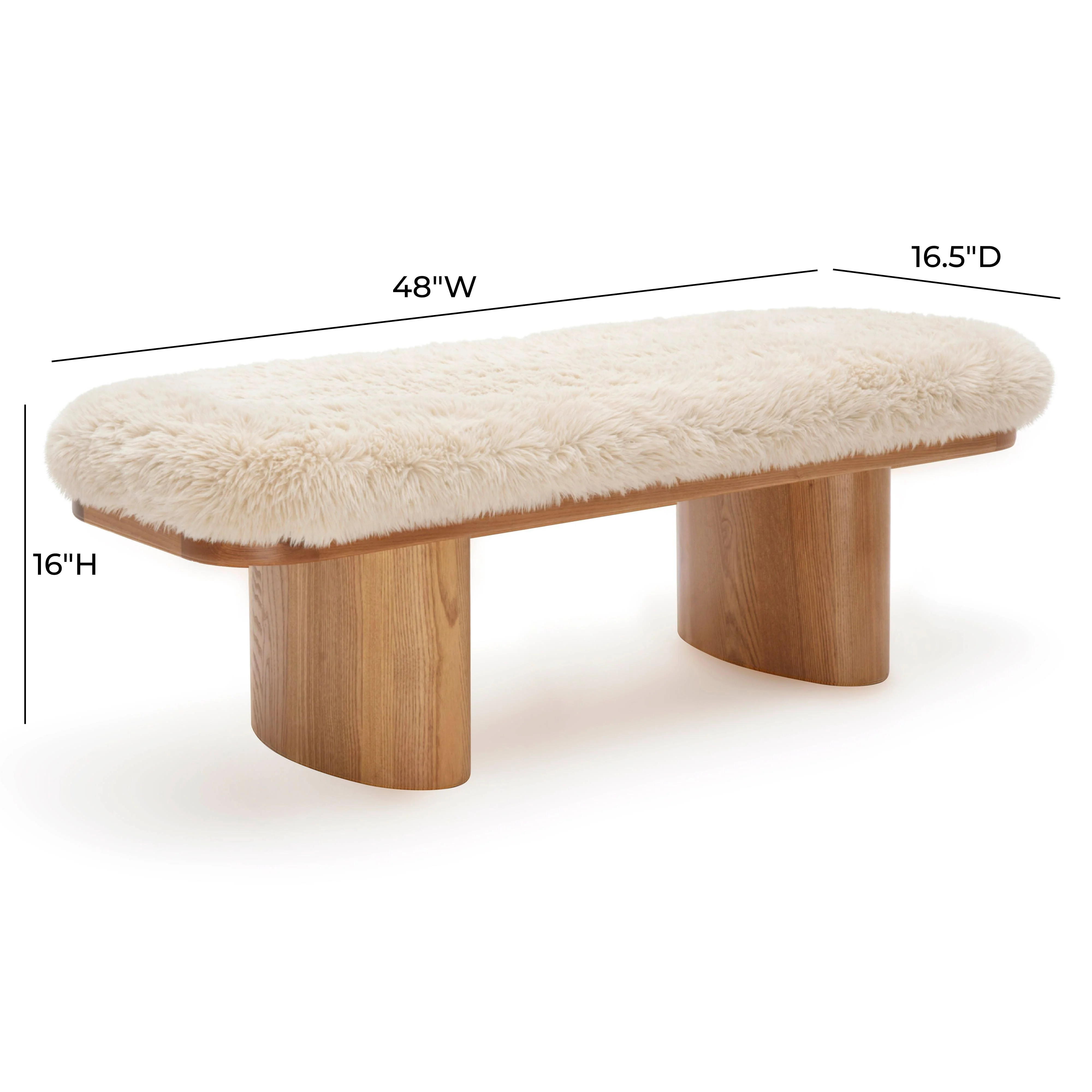 Ollie 48" Contract-Grade Straight Vegan Shearling Bench - Image 6