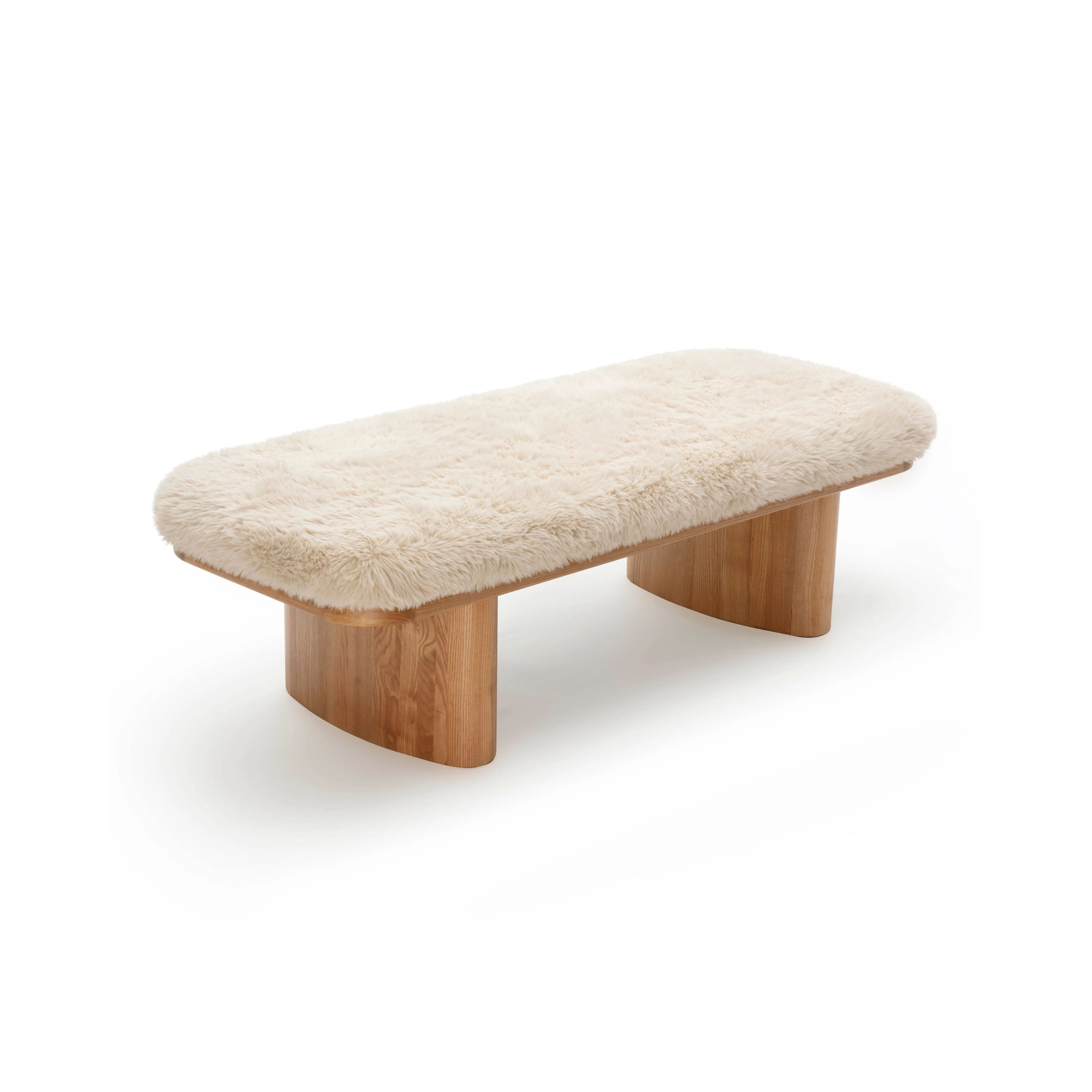 Ollie 56.5" Contract-Grade Straight Vegan Shearling Large Bench - Image 4