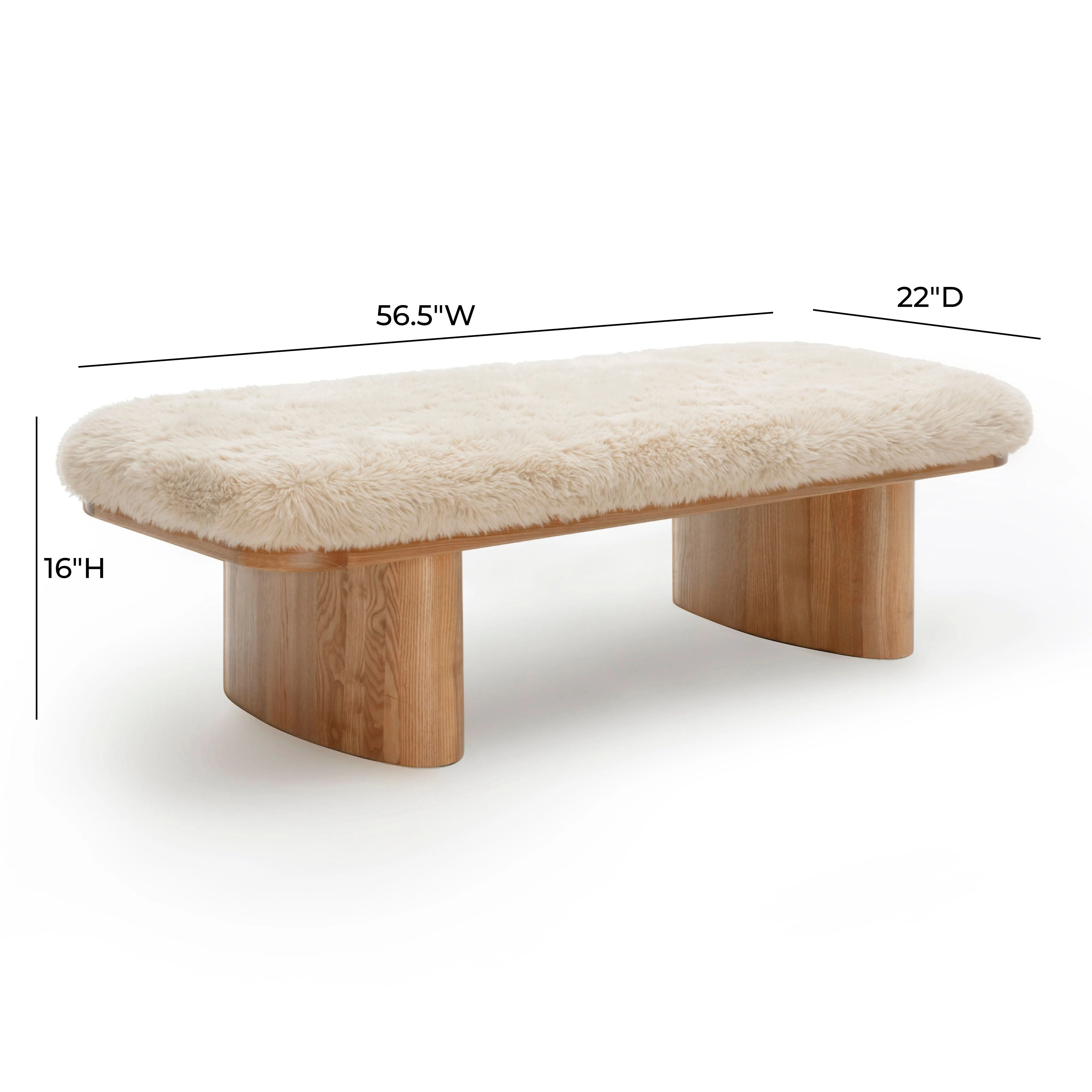 Ollie 56.5" Contract-Grade Straight Vegan Shearling Large Bench - Image 6